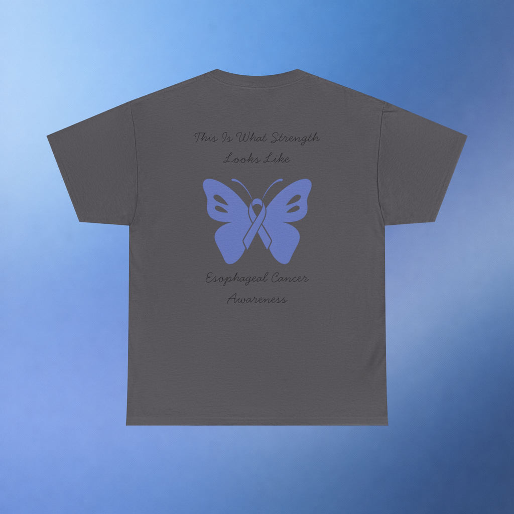 Esophageal Cancer Awareness T-Shirt | This Is What Strength Looks Like Butterfly Ribbon Tee