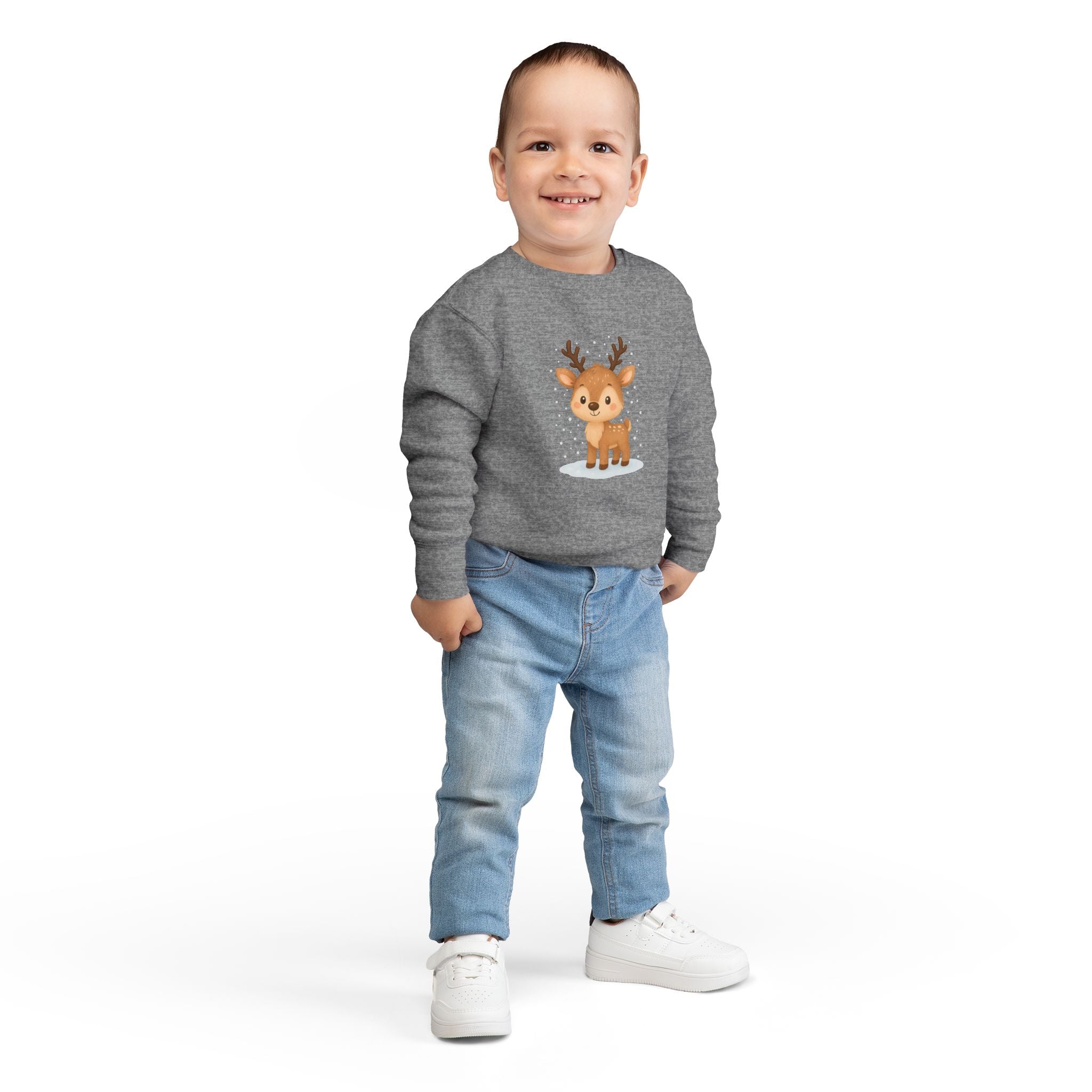 Cute Reindeer Toddler Christmas Sweatshirt – Cozy Holiday Pullover for Kids
