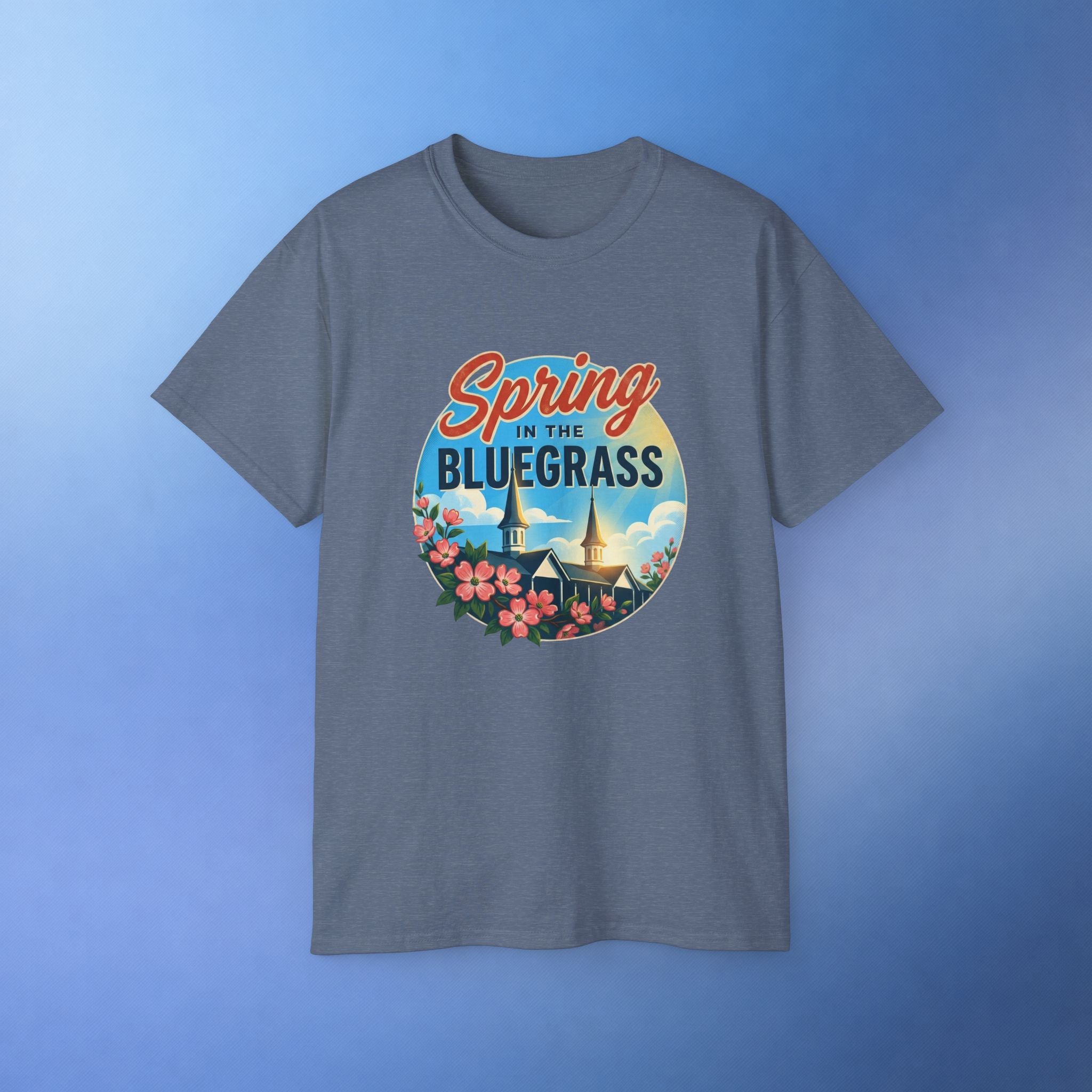 Spring in the Bluegrass T-Shirt – Kentucky Spring Floral Twin Spires Graphic Tee | Bluegrass Spirit Apparel