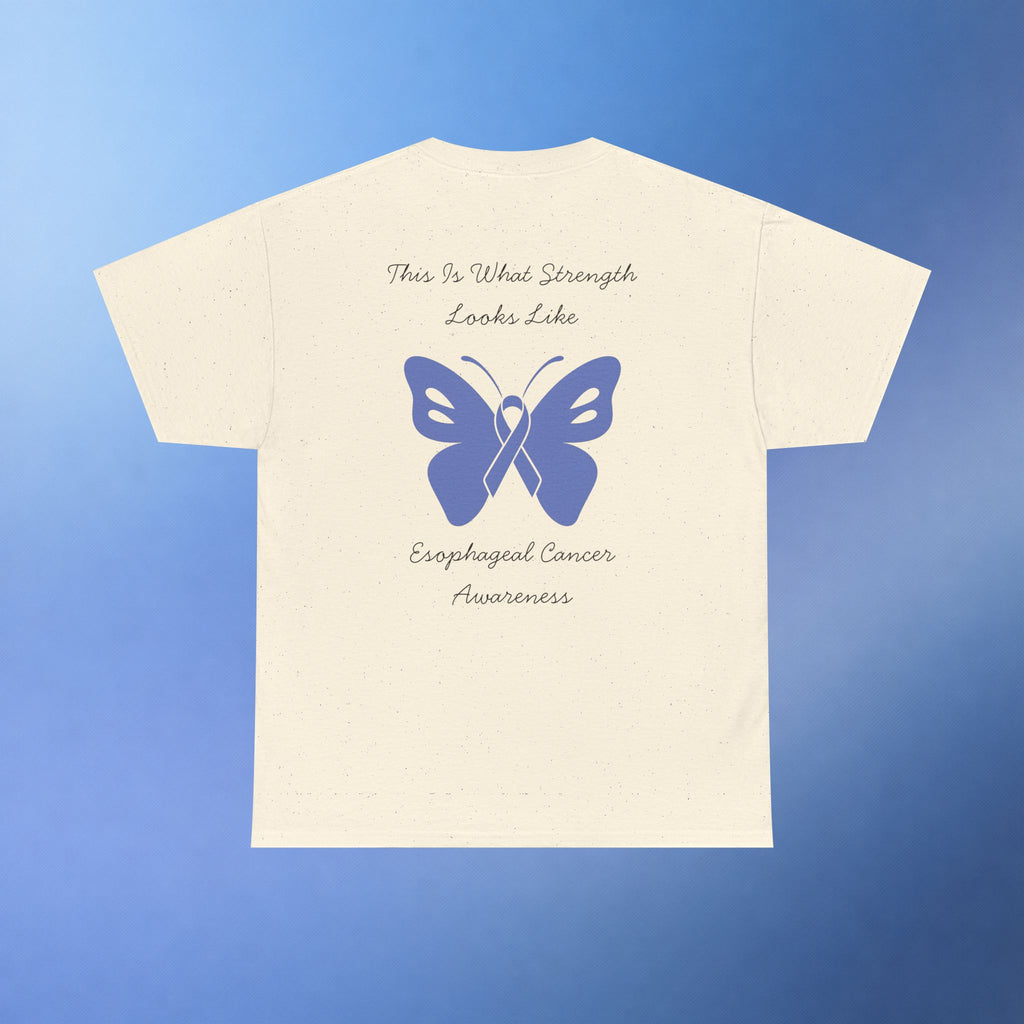 Esophageal Cancer Awareness T-Shirt | This Is What Strength Looks Like Butterfly Ribbon Tee