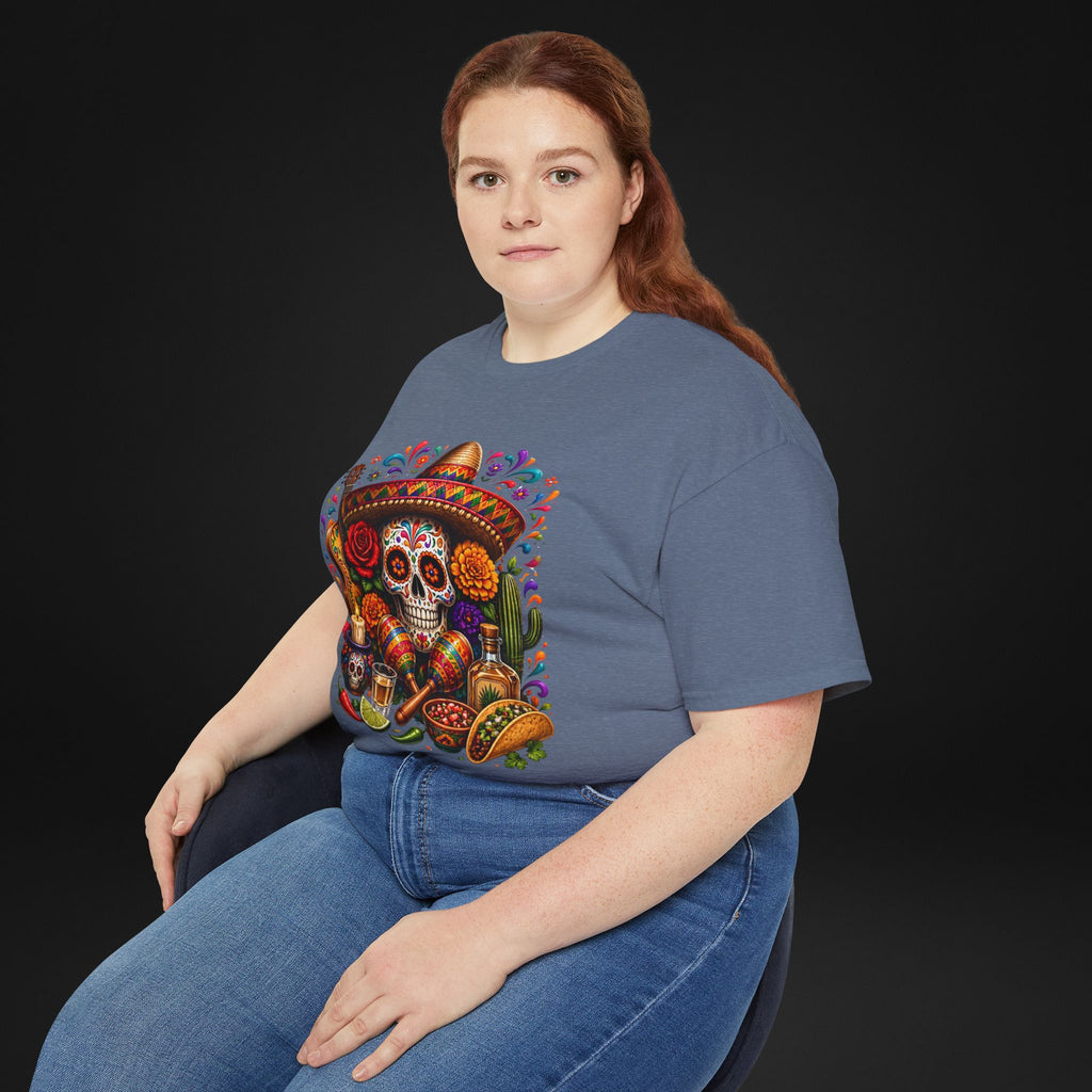 Cinco de Mayo Sugar Skull T-Shirt – Fiesta Sombrero Taco & Tequila Graphic Tee