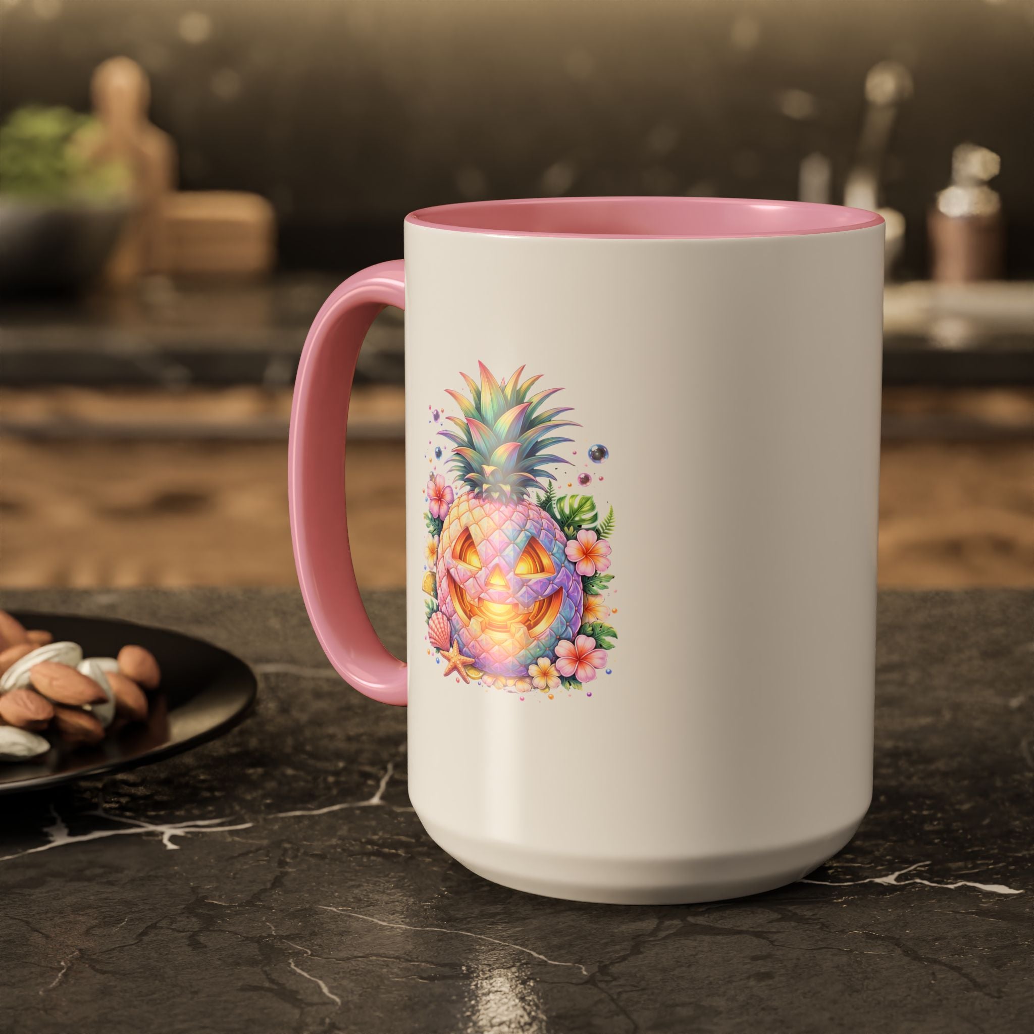 Summerween Pineapple Jack-O’-Lantern Coffee Mug | Tropical Halloween Mug