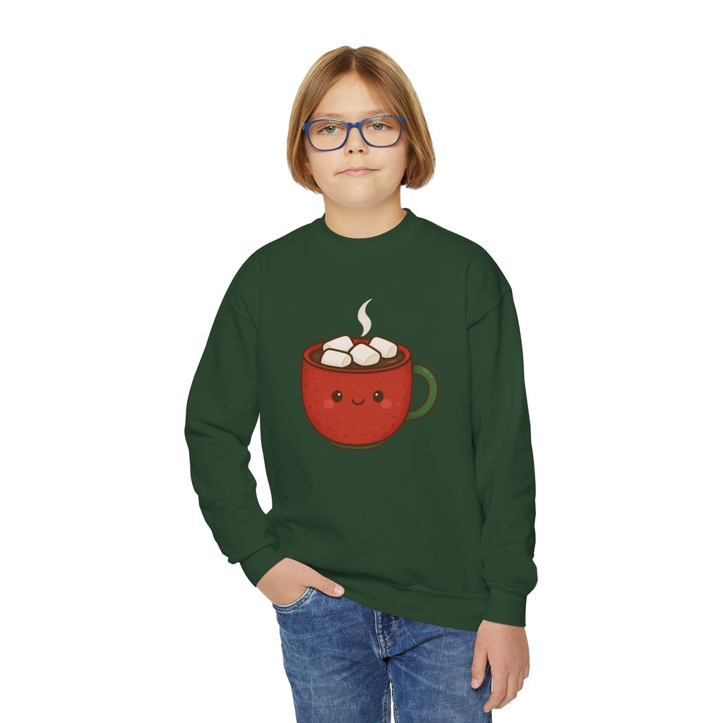 🎄 Cuddly Cocoa Youth Sweatshirt – Cozy Christmas Hot Chocolate Design