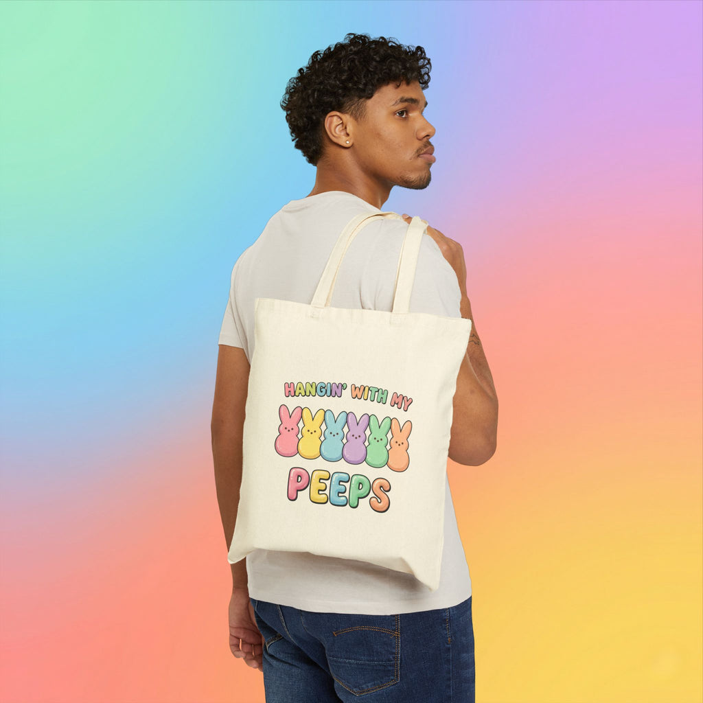 Hangin’ With My Peeps Easter Bunny Canvas Tote Bag