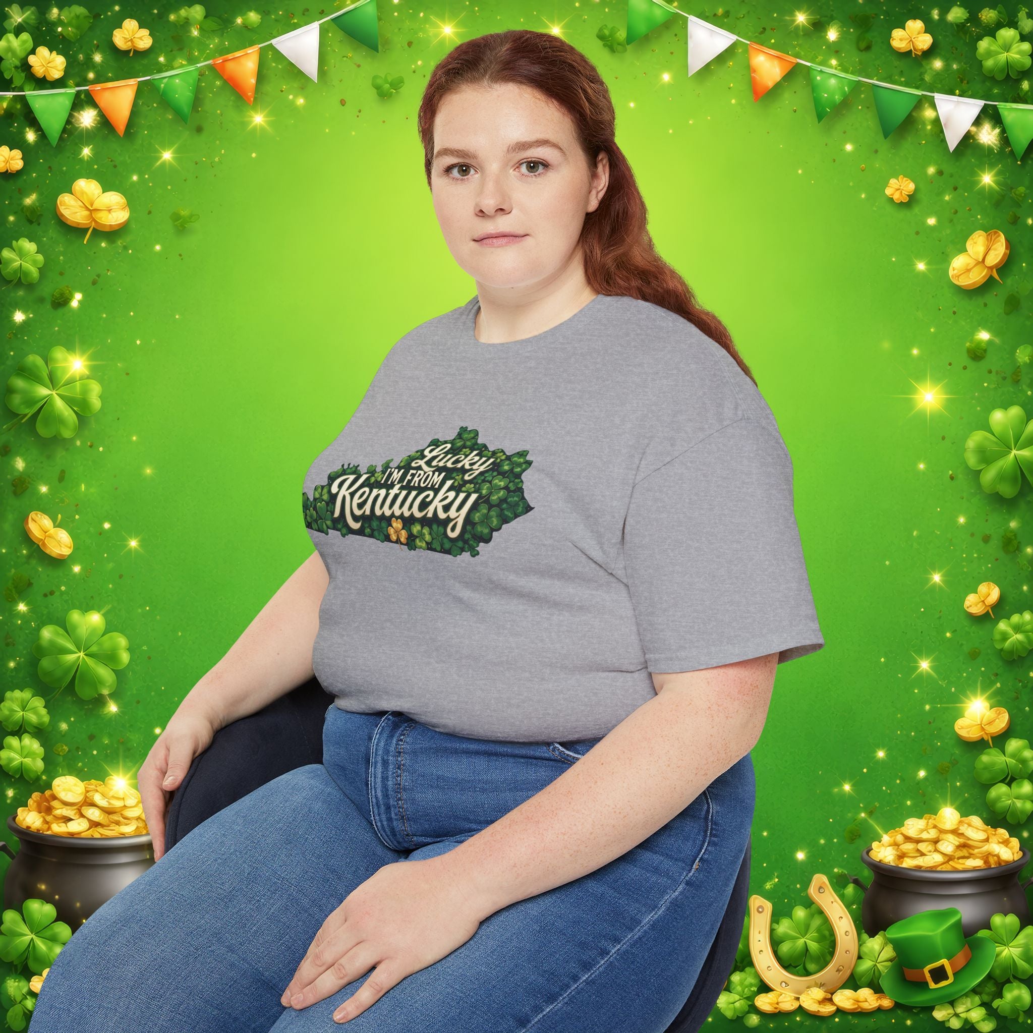 Lucky I’m From Kentucky T-Shirt – St. Patrick’s Day Shamrock Kentucky Shirt – Irish Bluegrass Pride Graphic Tee
