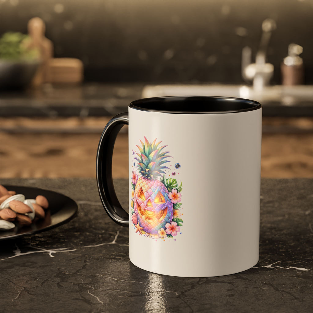 Summerween Pineapple Jack-O’-Lantern Coffee Mug | Tropical Halloween Mug