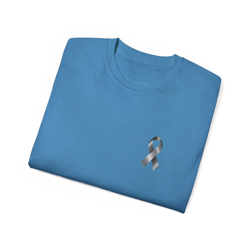 Brain Cancer Awareness Month T-Shirt | Gray Ribbon Floral Brain Design