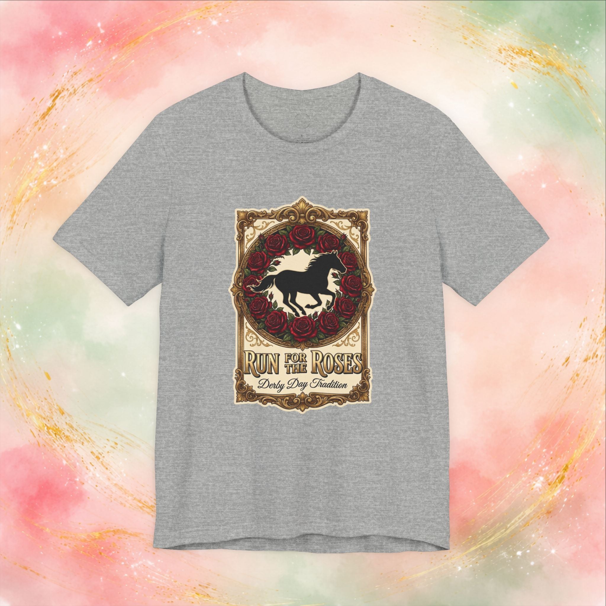Run for the Roses Unisex T-Shirt, Derby Day Horse Shirt, Vintage Floral Racing Tee
