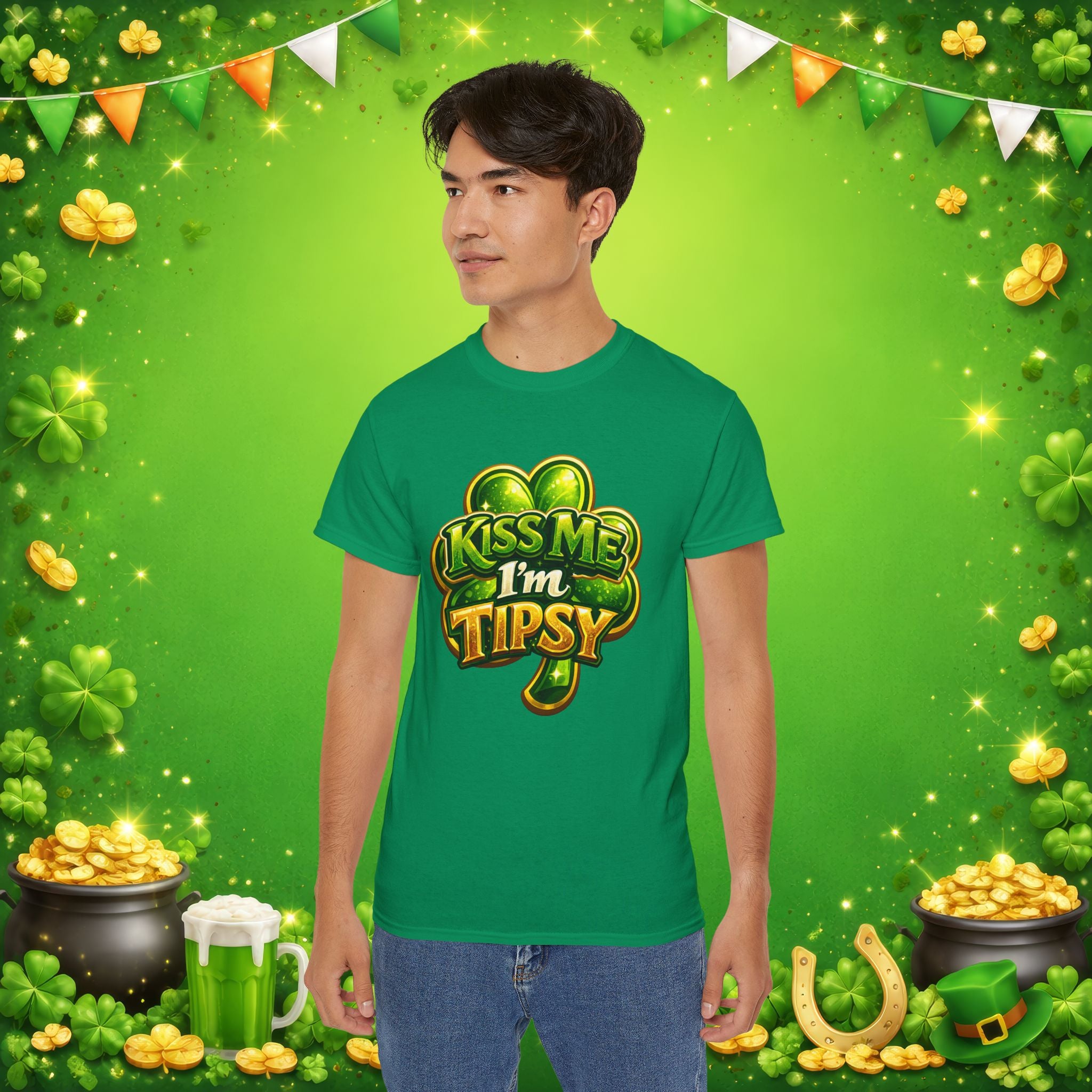 Kiss Me I’m Tipsy St. Patrick’s Day T-Shirt – Funny Irish Drinking Shirt