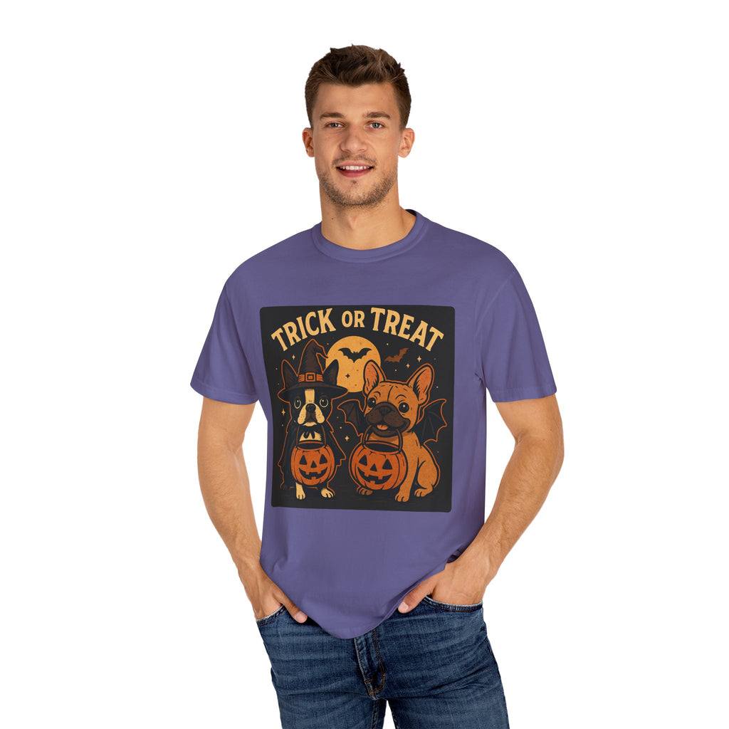 Trick or Treat Boston Terrier & Frenchie Halloween Shirt (Adult Unisex)