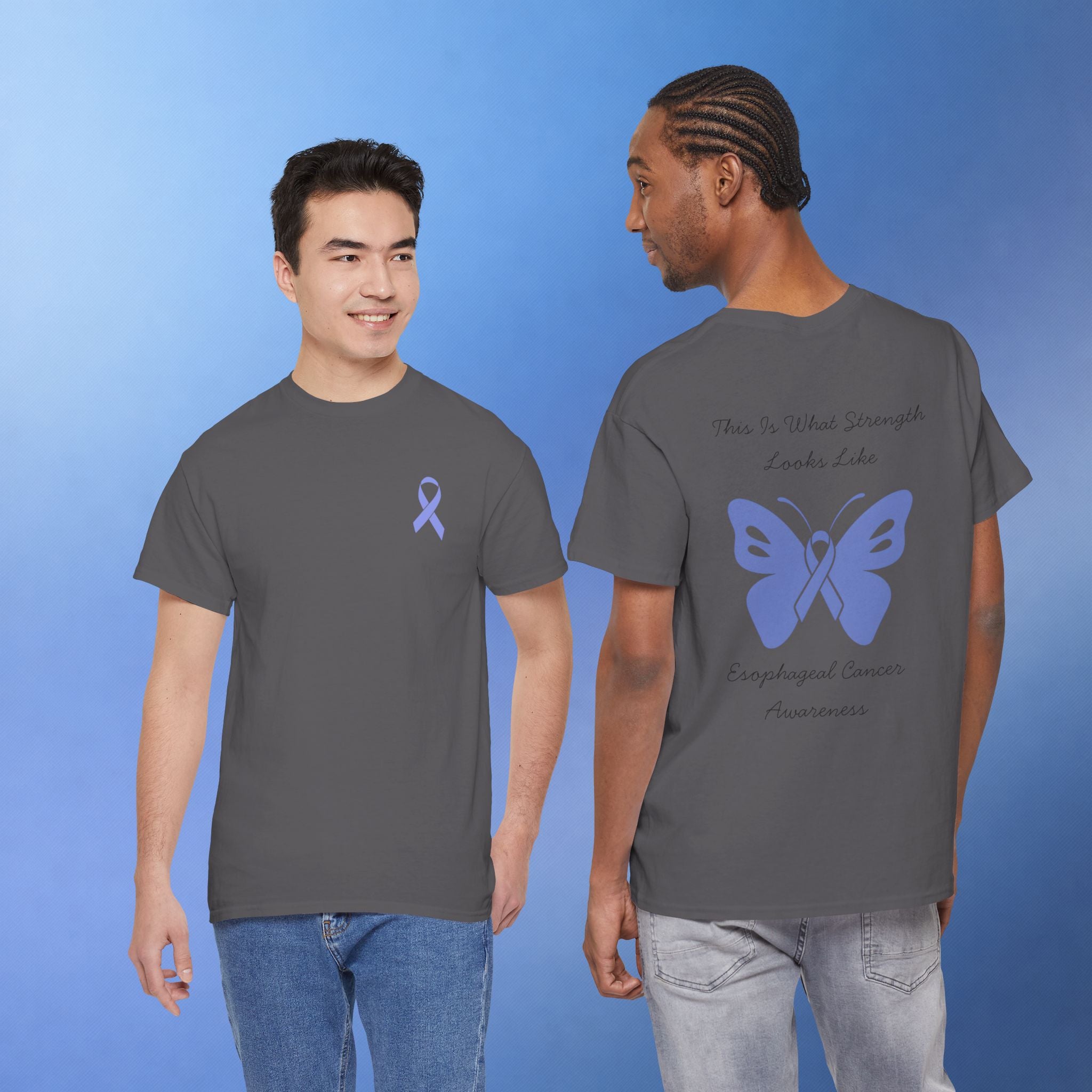 Esophageal Cancer Awareness T-Shirt | This Is What Strength Looks Like Butterfly Ribbon Tee