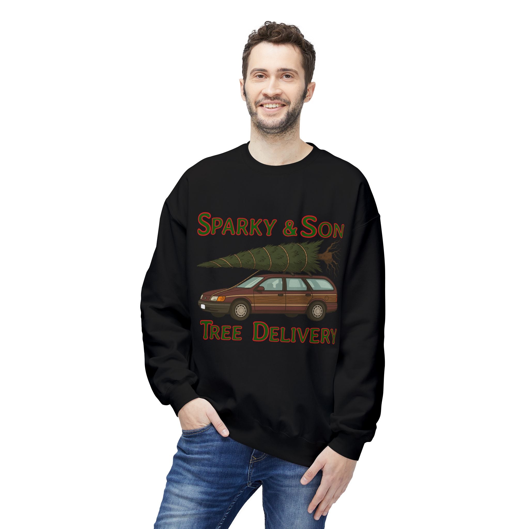 🎄 Sparky & Son Tree Delivery Christmas Sweatshirt – Inspired by a Classic Holiday Comedy