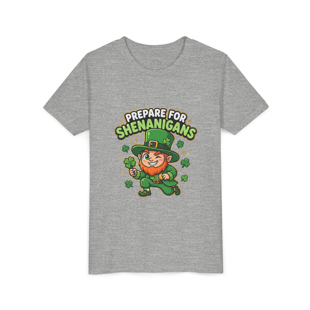 Prepare For Shenanigans Youth T-Shirt – Funny St. Patrick’s Day Leprechaun Shirt for Kids