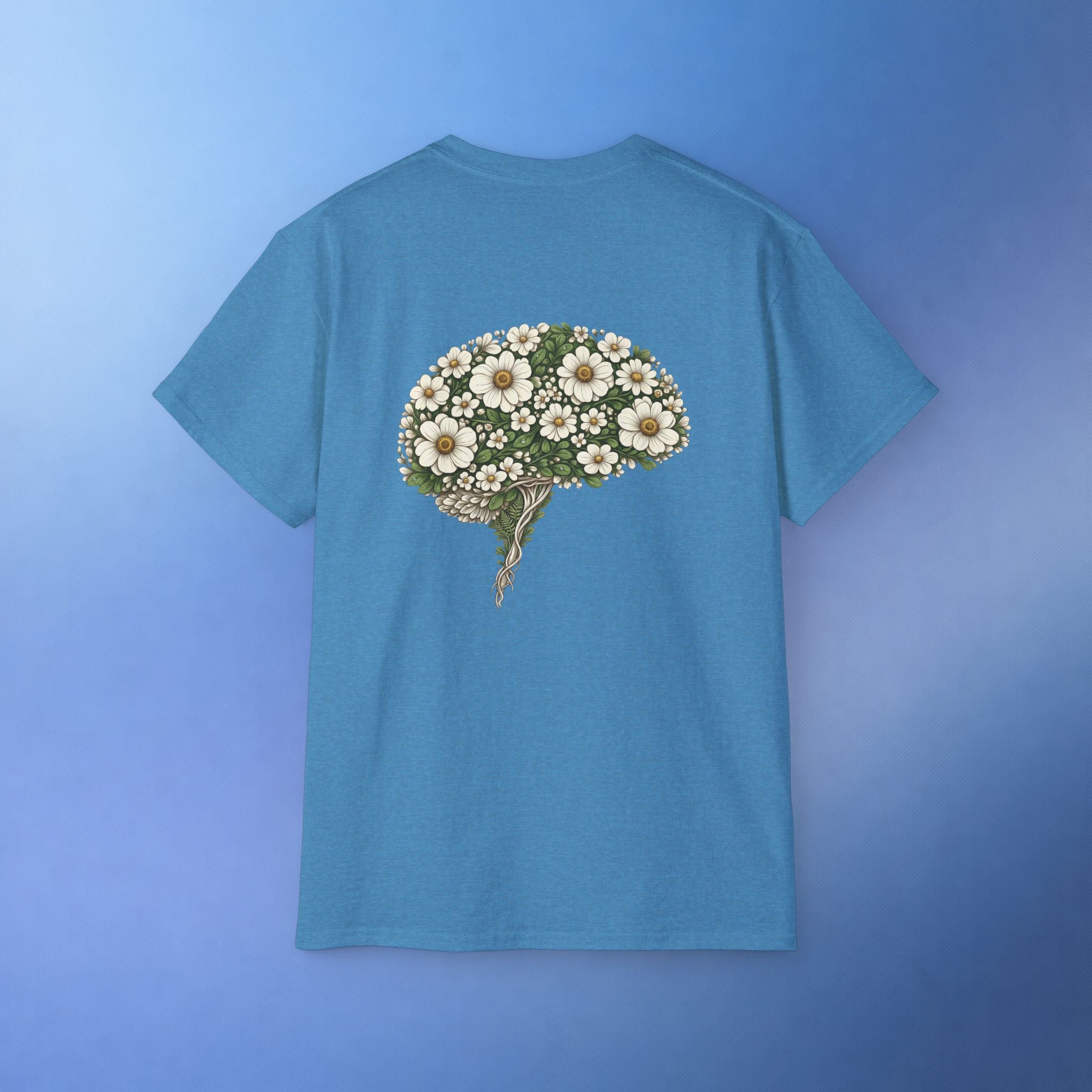 Brain Cancer Awareness Month T-Shirt | Gray Ribbon Floral Brain Design