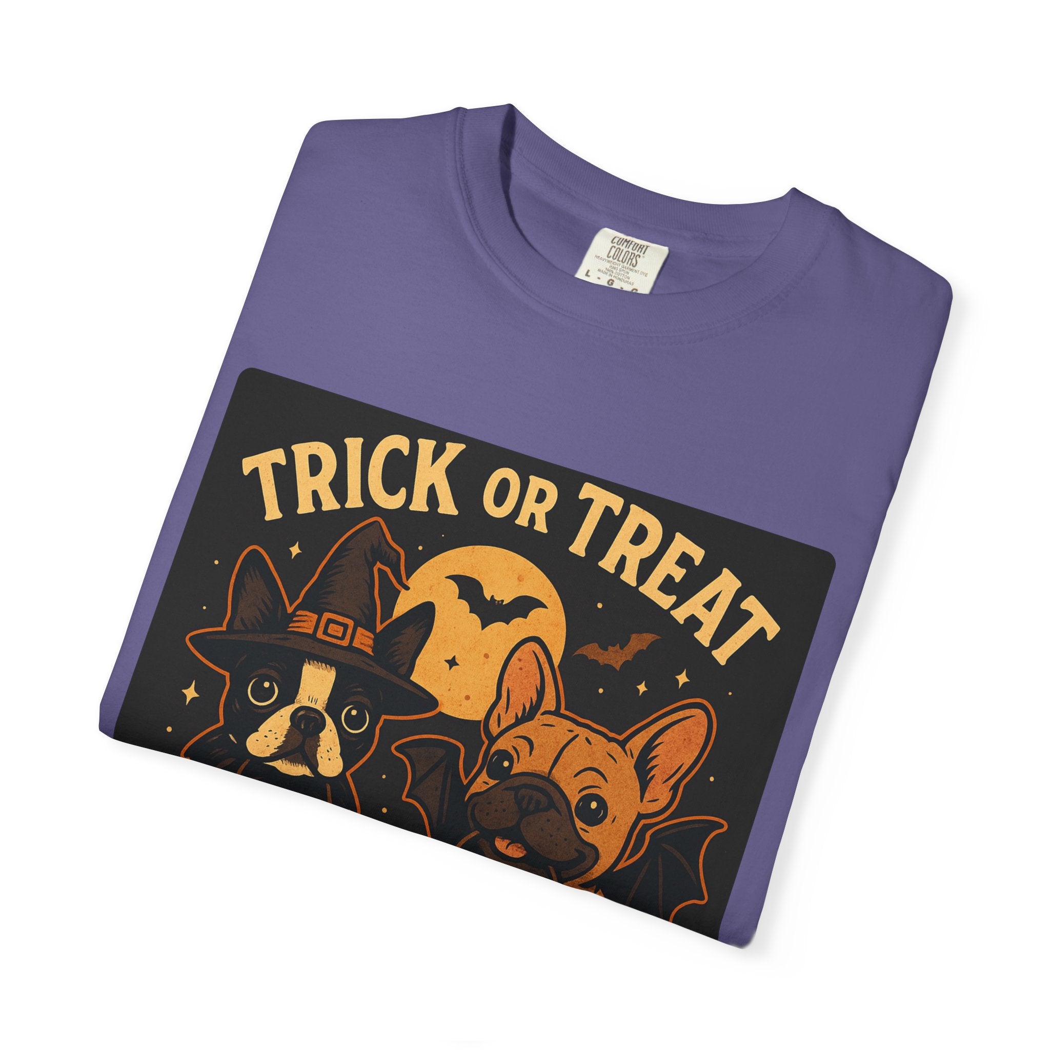 Trick or Treat Boston Terrier & Frenchie Halloween Shirt (Adult Unisex)