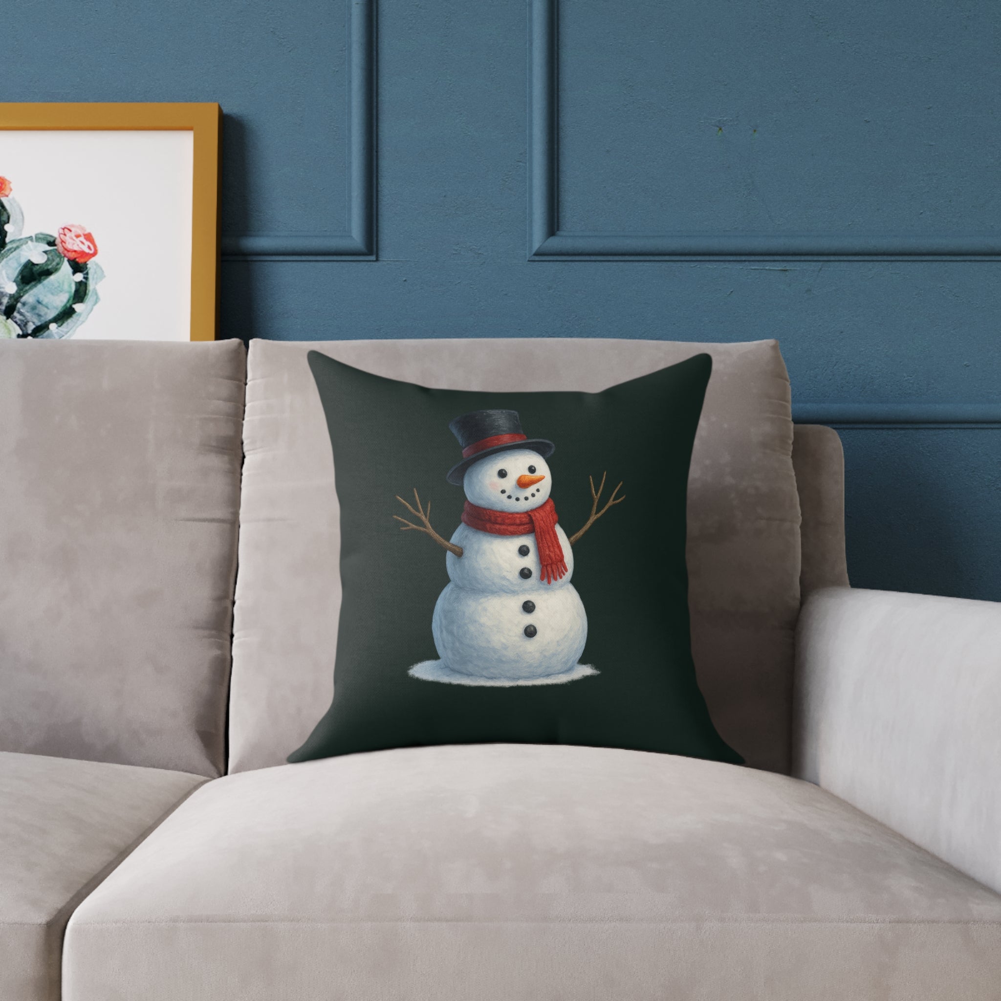 Classic Snowman Winter Throw Pillow – Cozy Holiday Home Décor