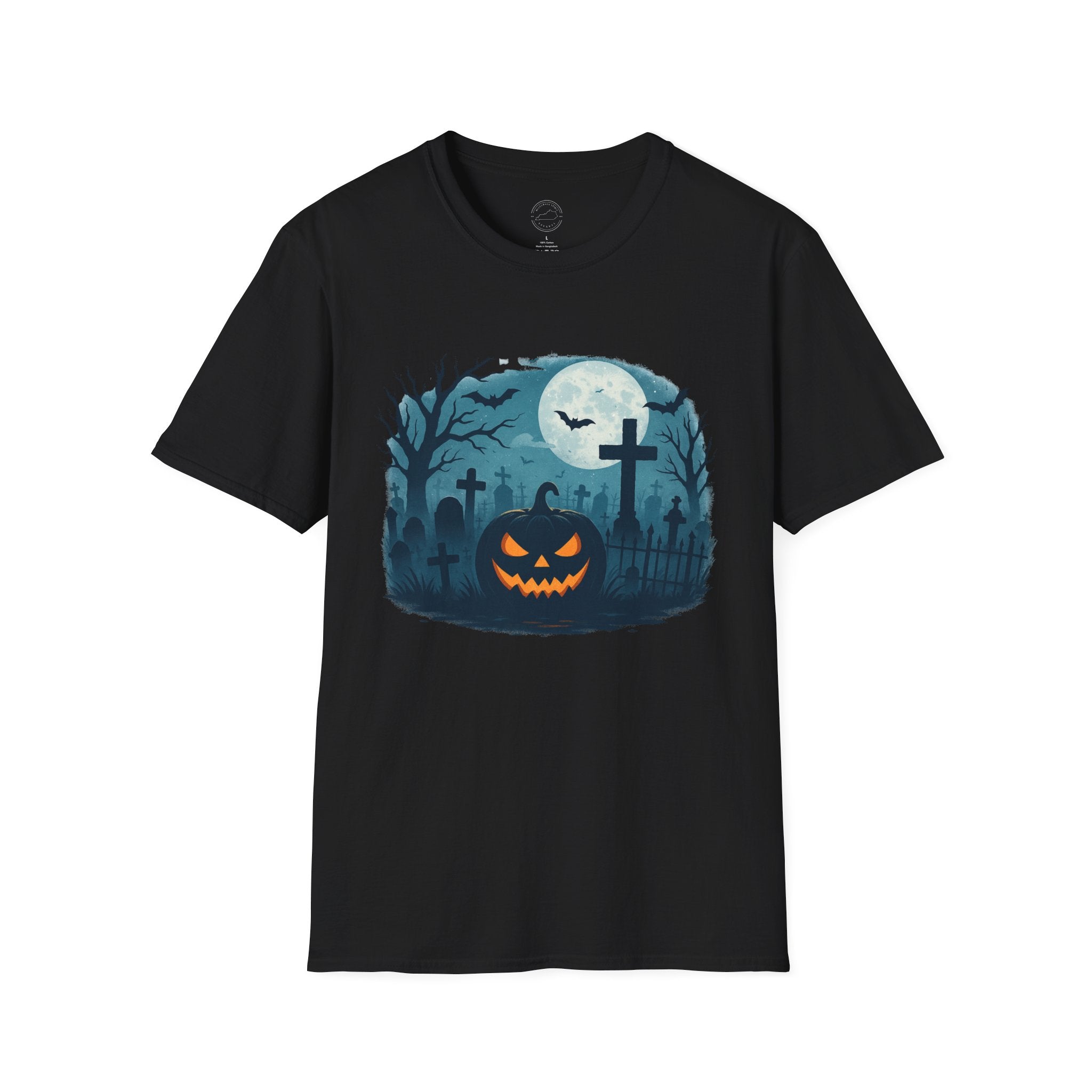 Spooky Graveyard Pumpkin Halloween T-Shirt – Creepy Full Moon Tee