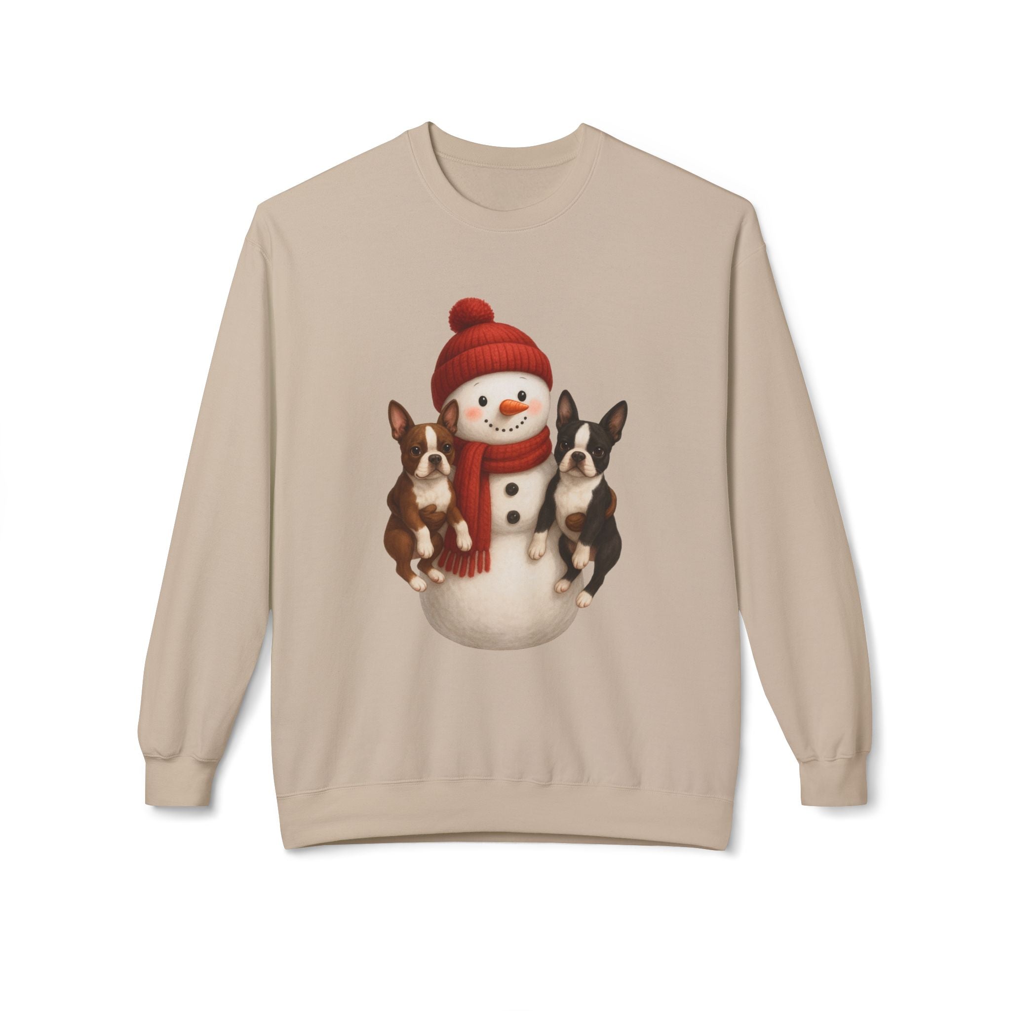 Winter Boston Terrier Snowman Sweatshirt – Cozy Holiday Dog Lover Pullover