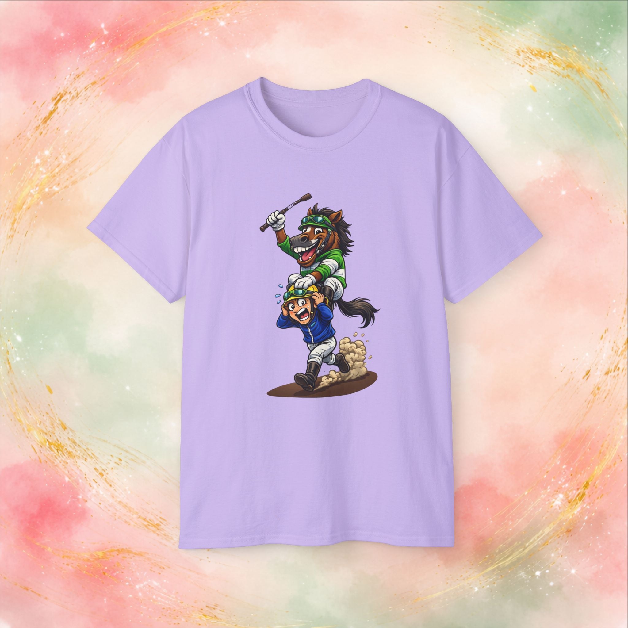 Funny Derby Horse & Jockey T-Shirt | Playful Horse Racing Graphic Tee
