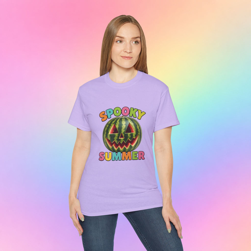 Spooky Summer Watermelon Jack-O’-Lantern T-Shirt | Summerween Halloween Shirt