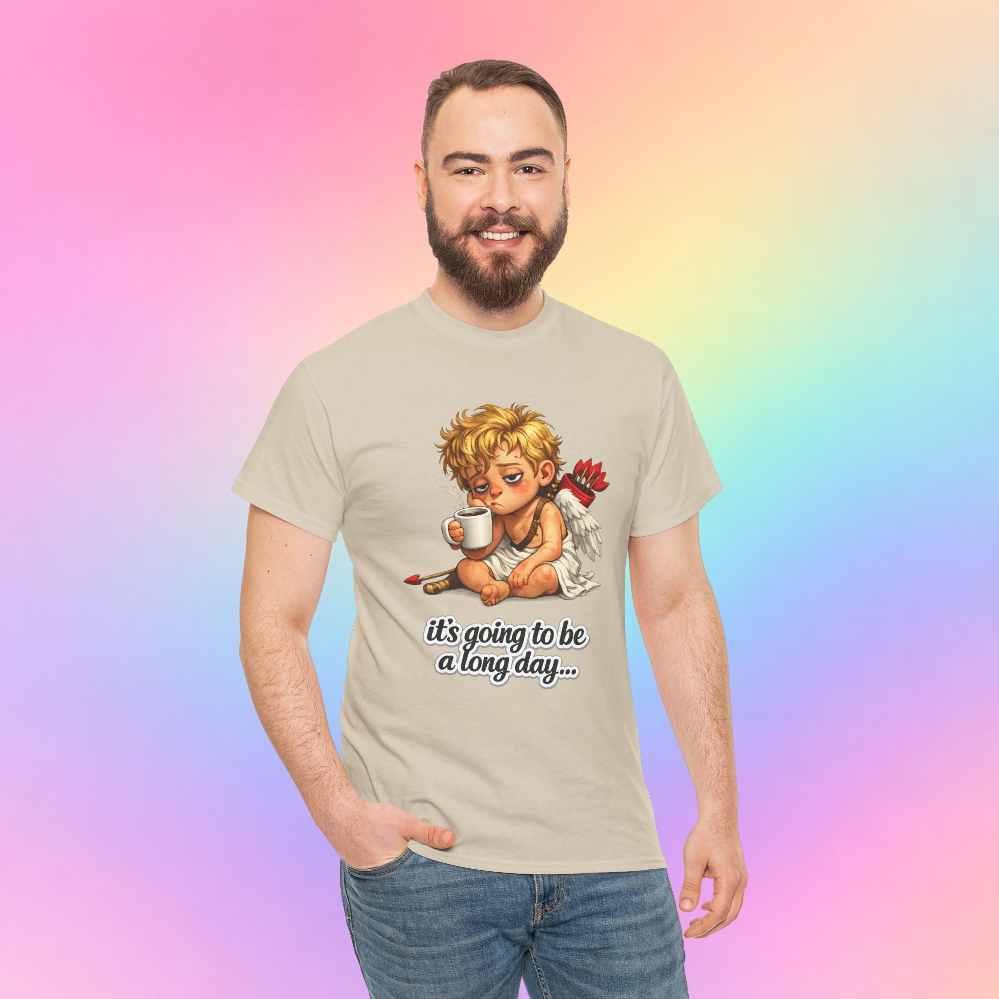 It’s Going to Be a Long Day Cupid Valentine’s Day T-Shirt – Funny Coffee Angel Tee