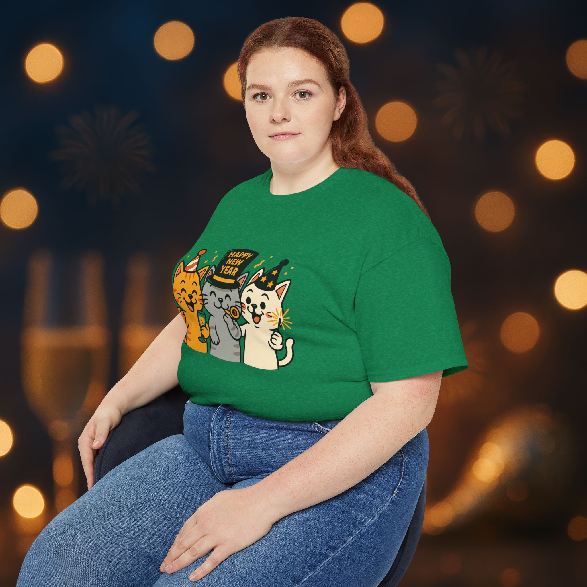 Happy New Year Cats T-Shirt – Cute Party Cats Tee | New Year’s Eve Cat Lover Shirt