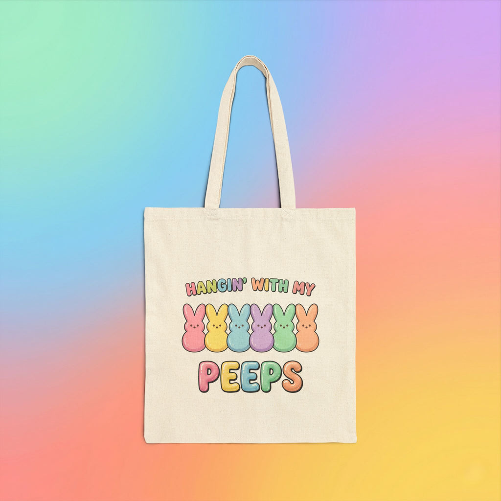 Hangin’ With My Peeps Easter Bunny Canvas Tote Bag