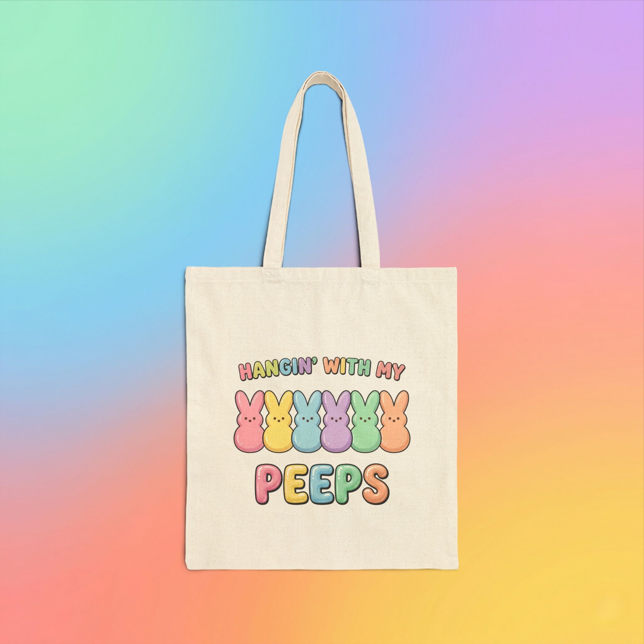 Hangin’ With My Peeps Easter Bunny Canvas Tote Bag