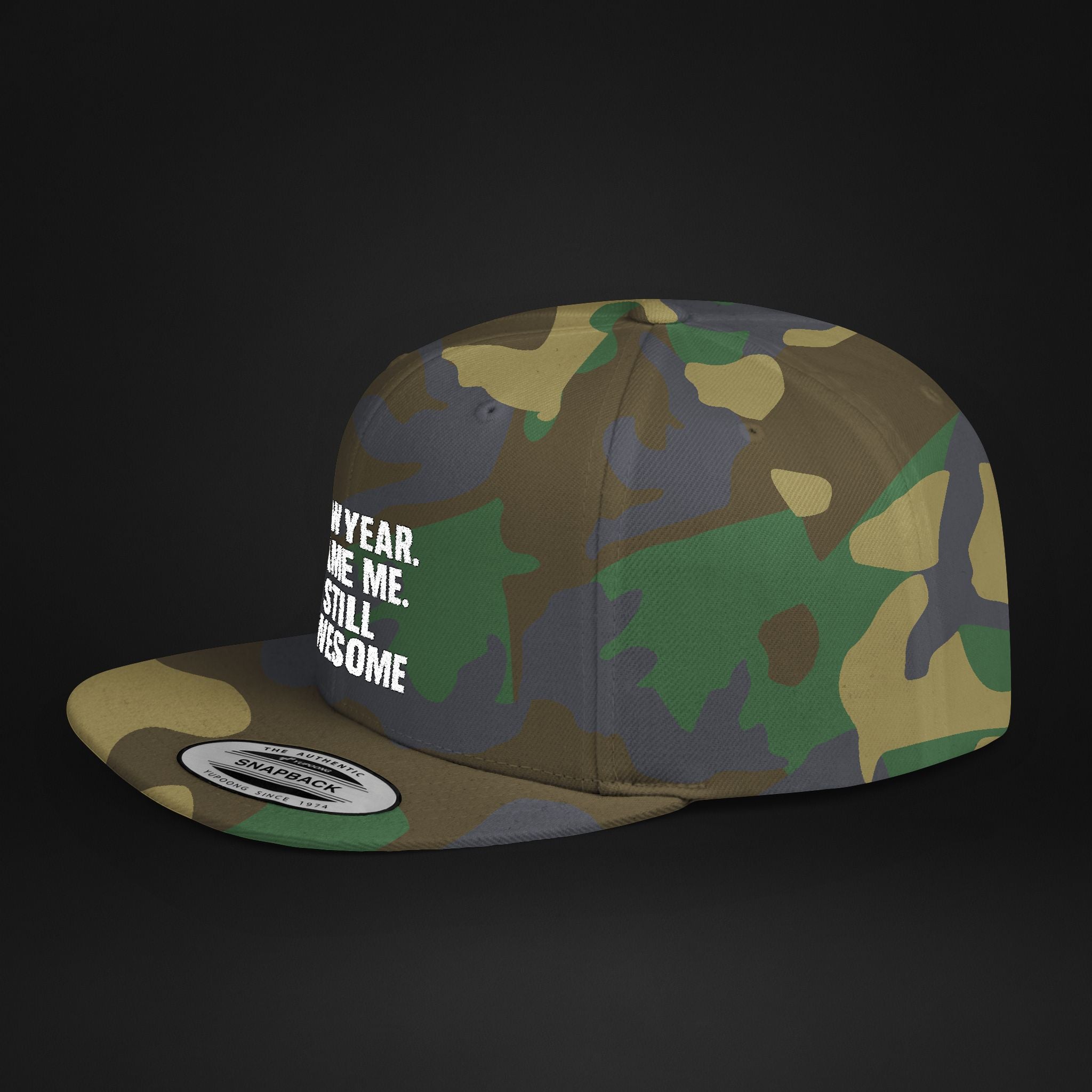 New Year Same Me Still Awesome Embroidered Snapback Hat – Funny New Year Statement Cap, Unisex Flat Bill Hat