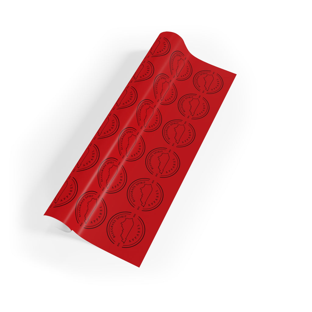 Bluegrass Spirit Apparel Christmas Wrapping Paper – Red Holiday Gift Wrap with Logo Pattern