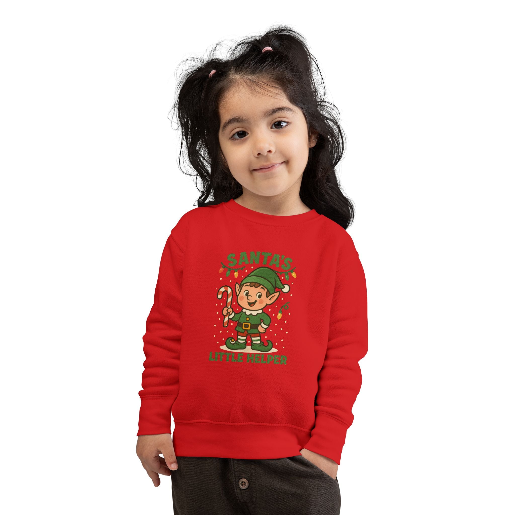 Santa’s Little Helper Toddler Christmas Sweatshirt – Cute Elf Holiday Pullover