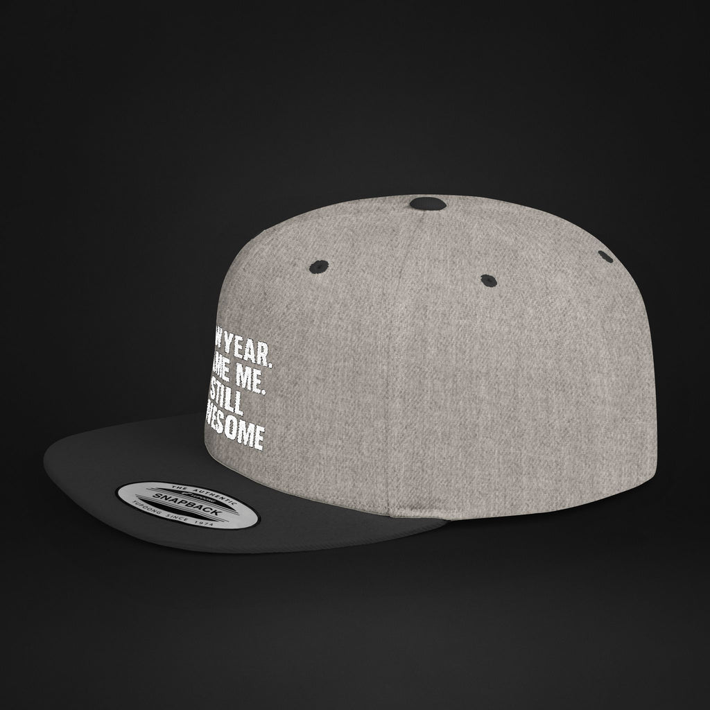 New Year Same Me Still Awesome Embroidered Snapback Hat – Funny New Year Statement Cap, Unisex Flat Bill Hat