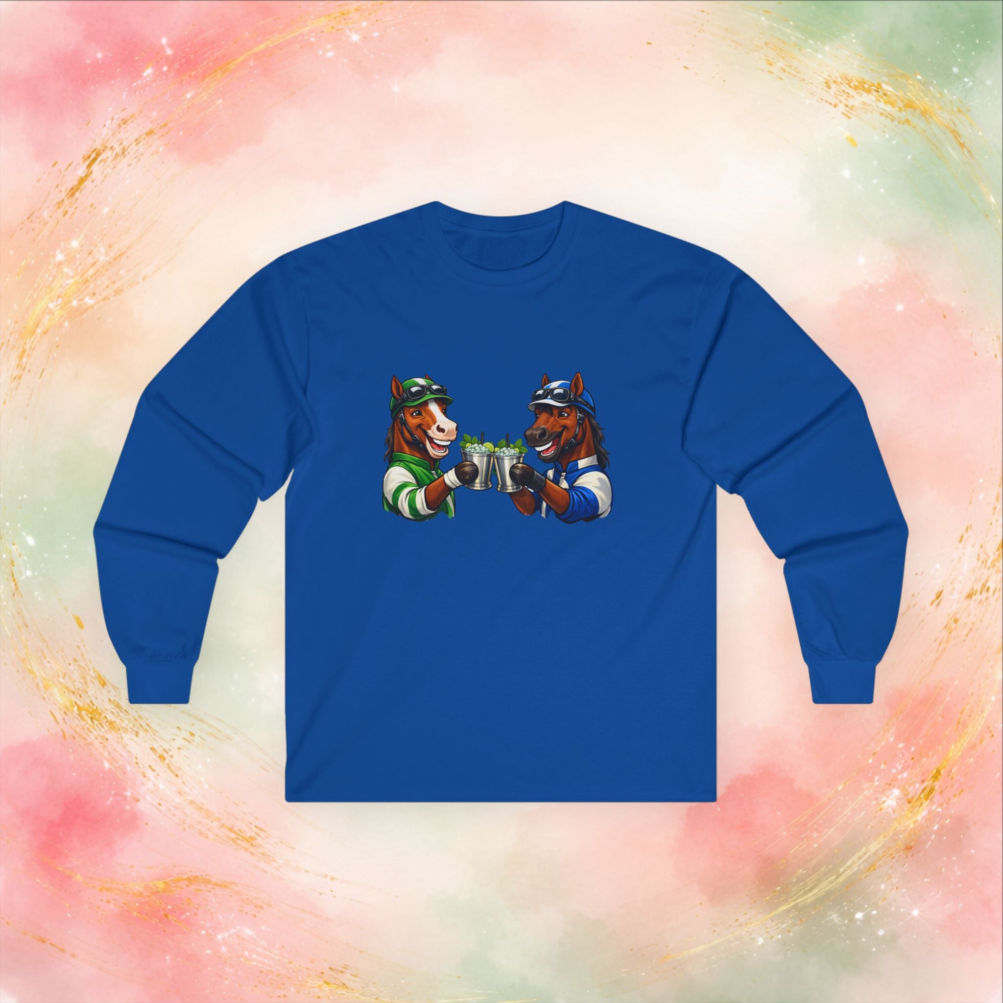 Race Day Cheers: Funny Jockey Horses & Mint Juleps Long Sleeve T-Shirt