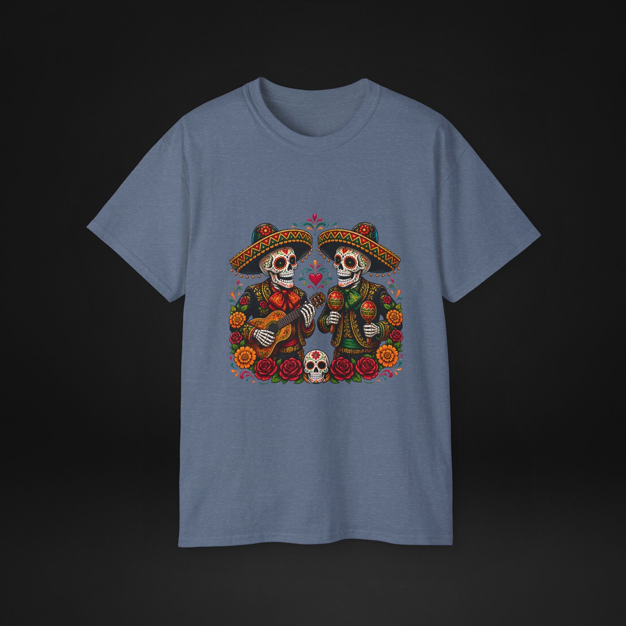 Cinco De Mayo Sugar Skull Mariachi T-Shirt | Dia de los Muertos Inspired Fiesta Tee