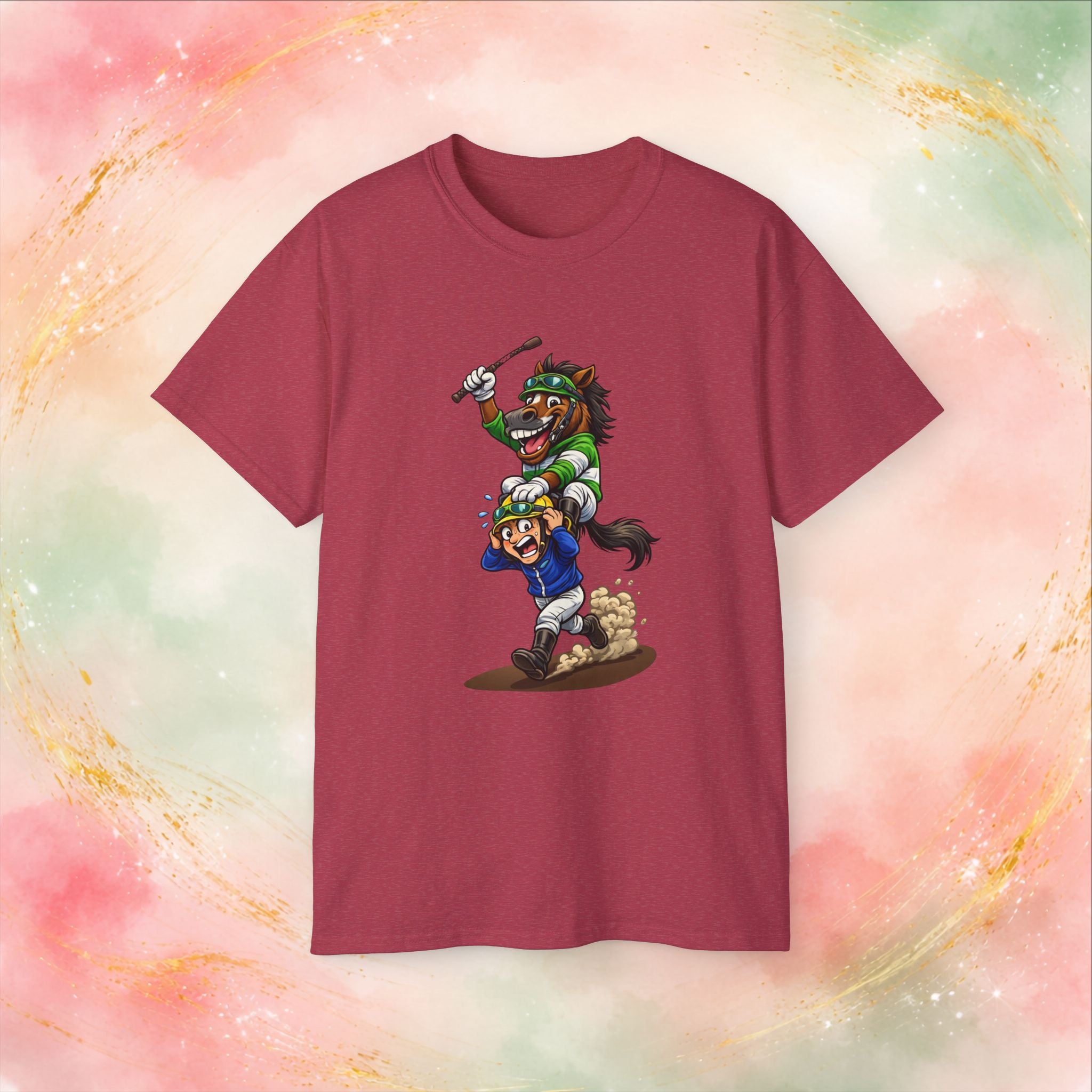 Funny Derby Horse & Jockey T-Shirt | Playful Horse Racing Graphic Tee