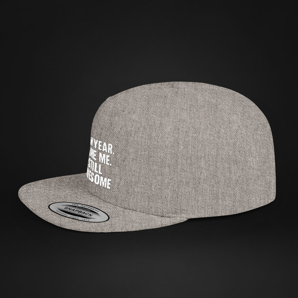 New Year Same Me Still Awesome Embroidered Snapback Hat – Funny New Year Statement Cap, Unisex Flat Bill Hat