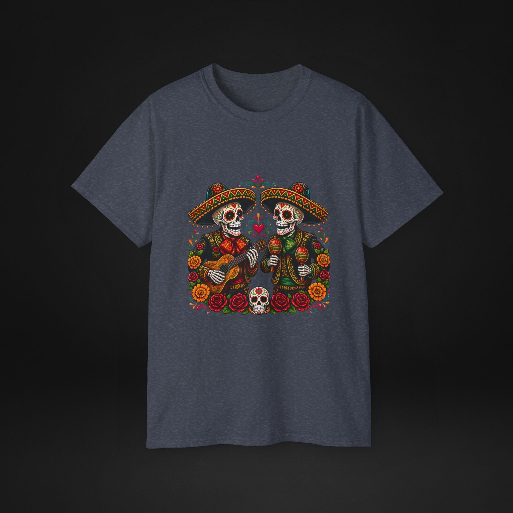 Cinco De Mayo Sugar Skull Mariachi T-Shirt | Dia de los Muertos Inspired Fiesta Tee
