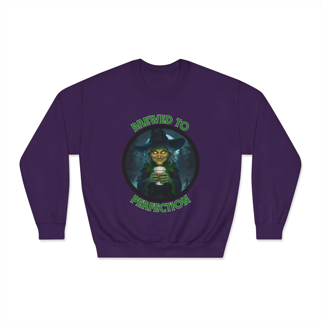 Brewed to Perfection Halloween Witch Coffee Sweatshirt (Unisex)