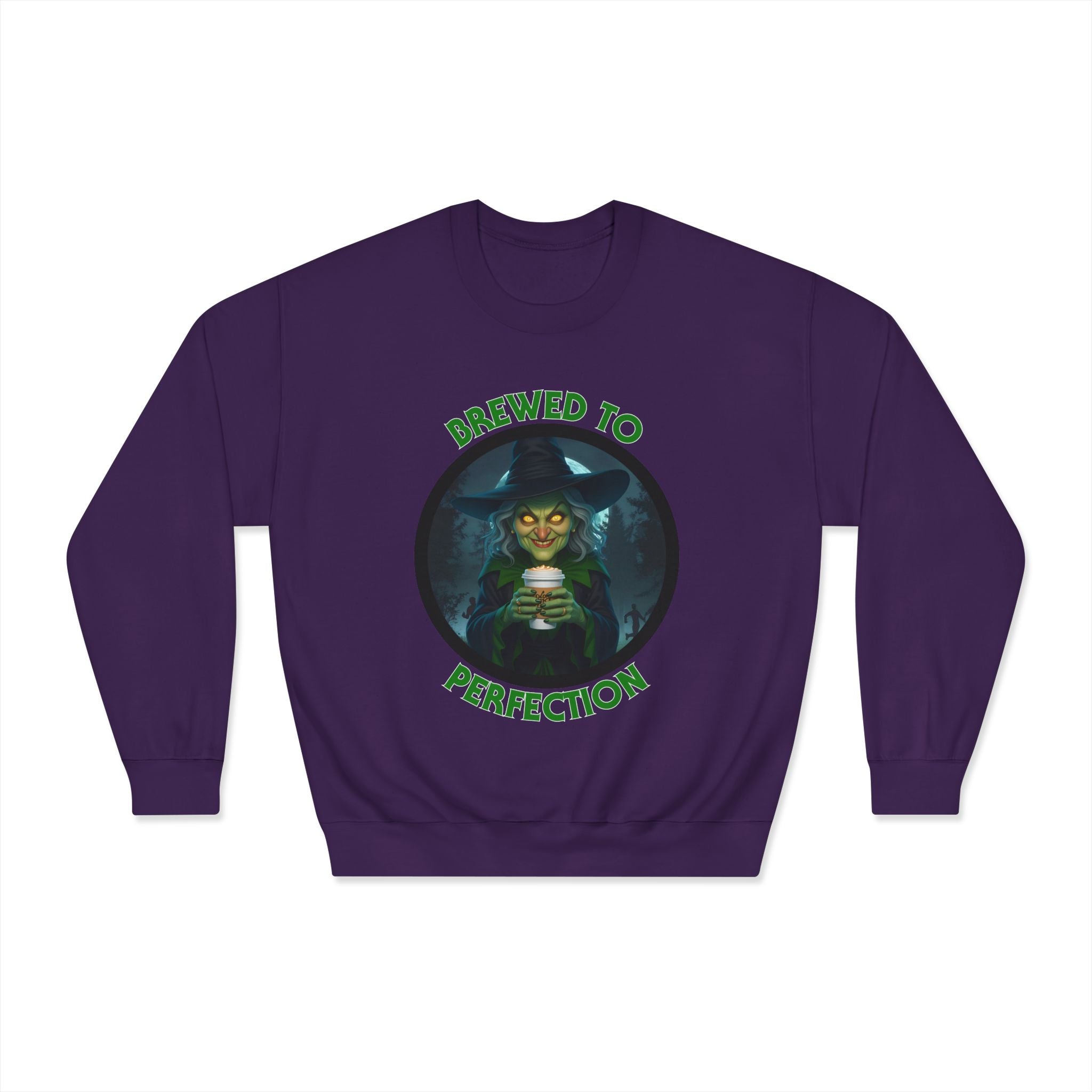 Brewed to Perfection Halloween Witch Coffee Sweatshirt (Unisex)