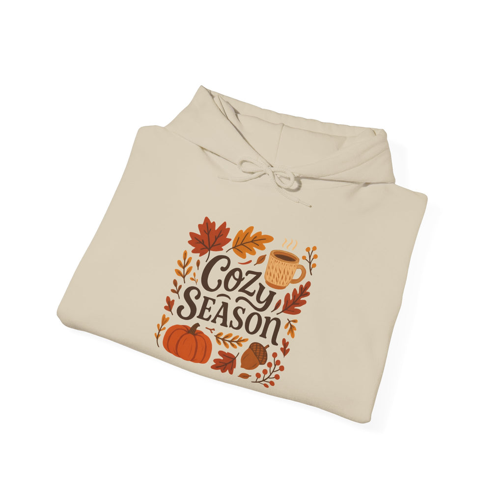 Cozy Season Autumn Hoodie – Fall Pumpkin & Coffee Sweatshirt