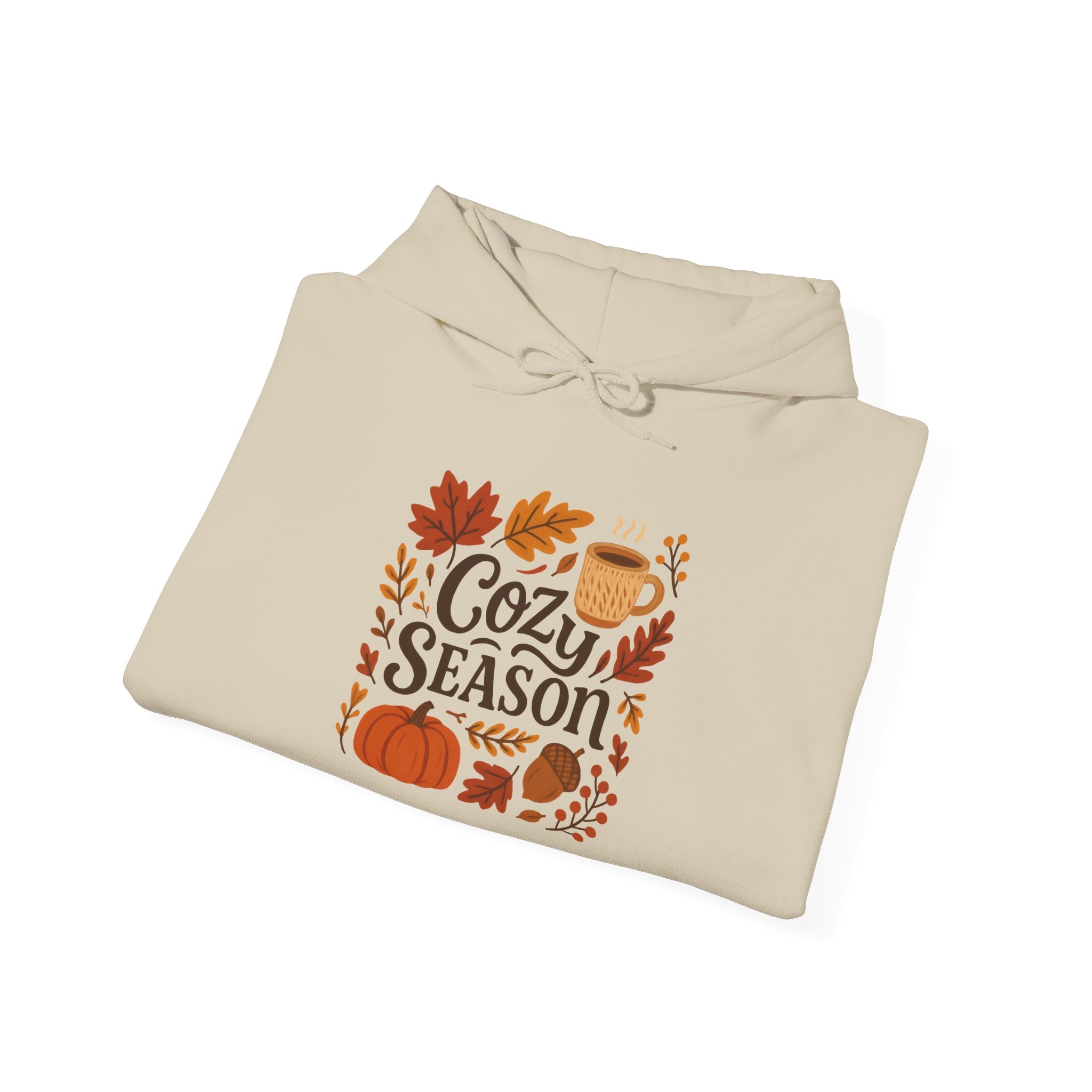 Cozy Season Autumn Hoodie – Fall Pumpkin & Coffee Sweatshirt