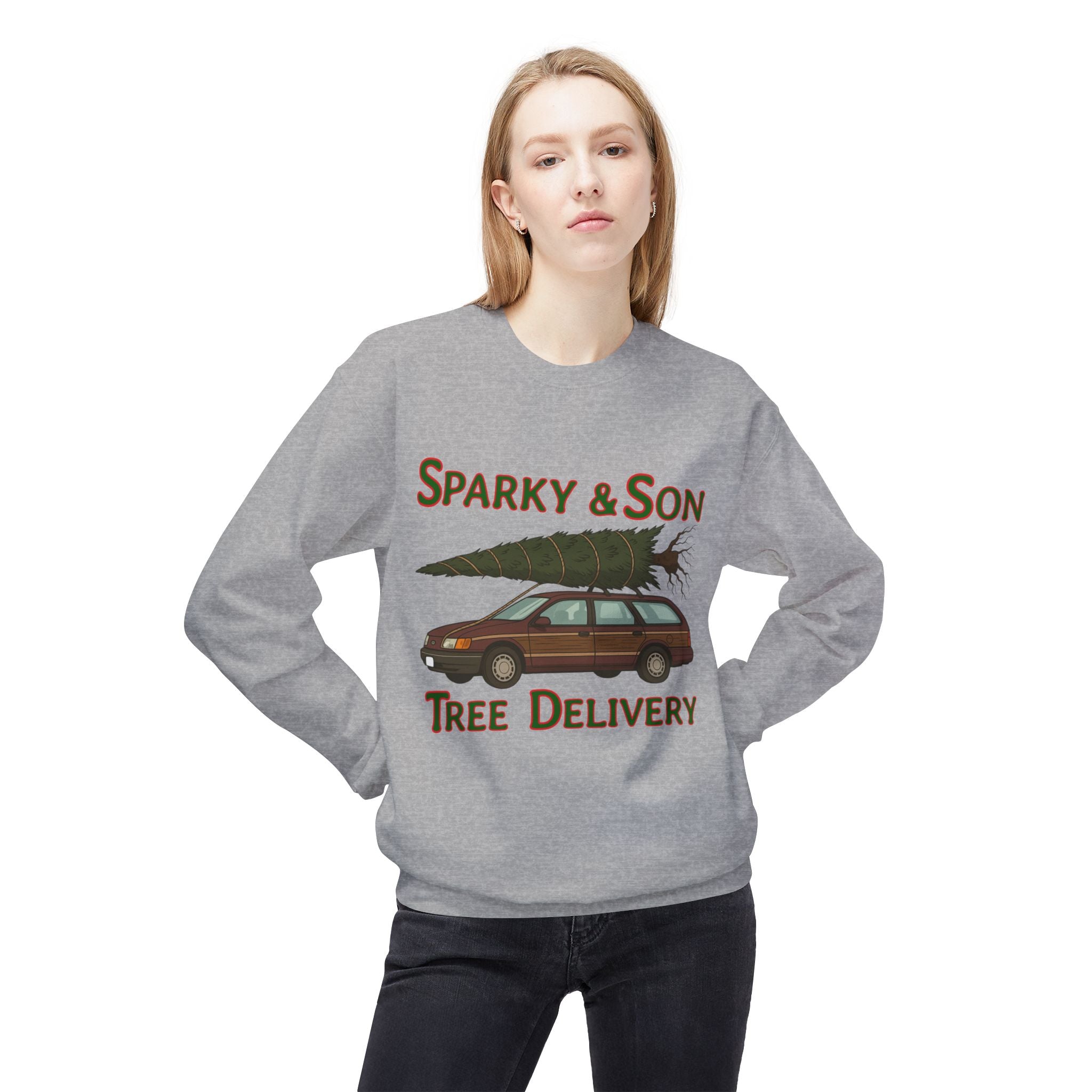 🎄 Sparky & Son Tree Delivery Christmas Sweatshirt – Inspired by a Classic Holiday Comedy