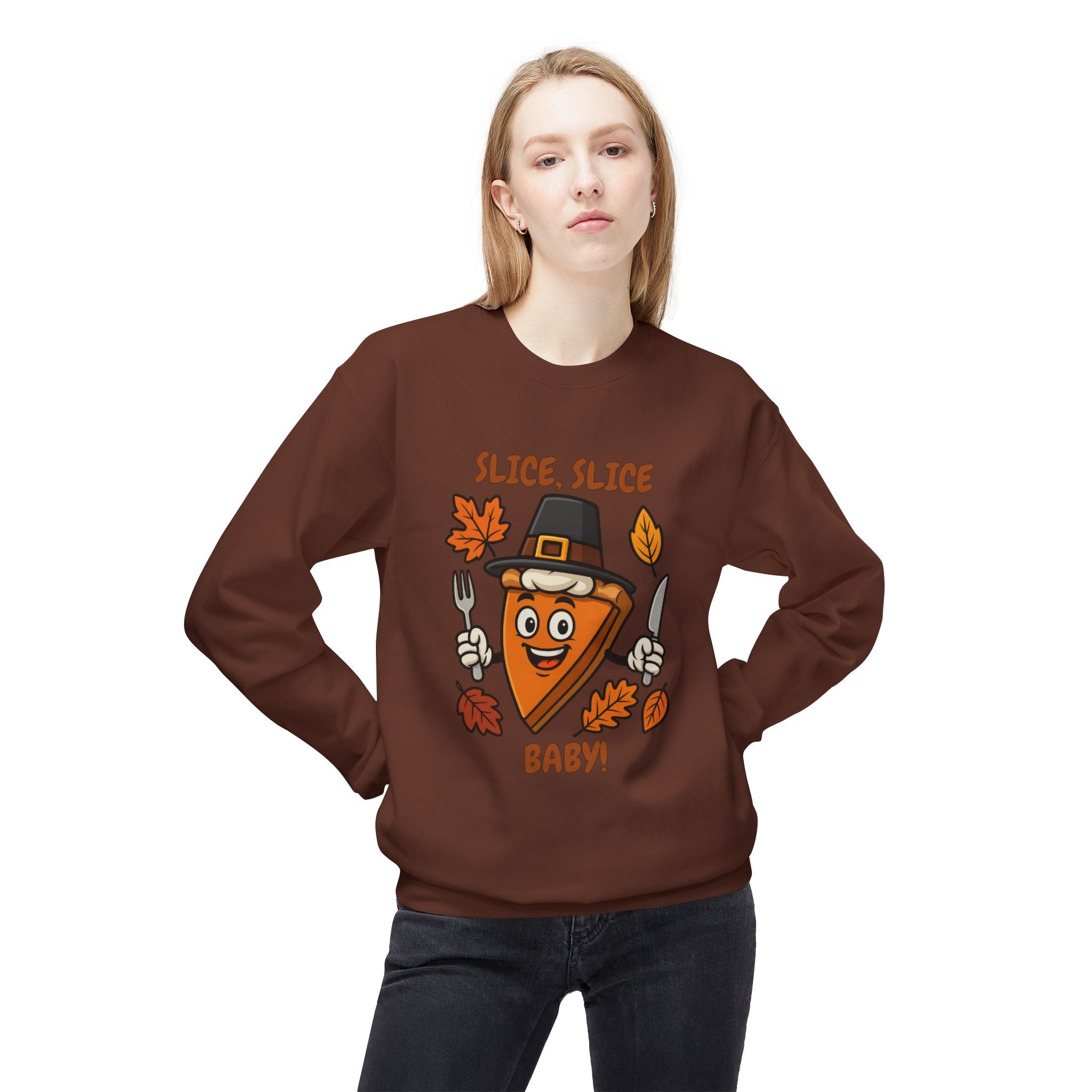 Pumpkin Pie Pilgrim Slice Cartoon | Fun Thanksgiving Sweatshirt