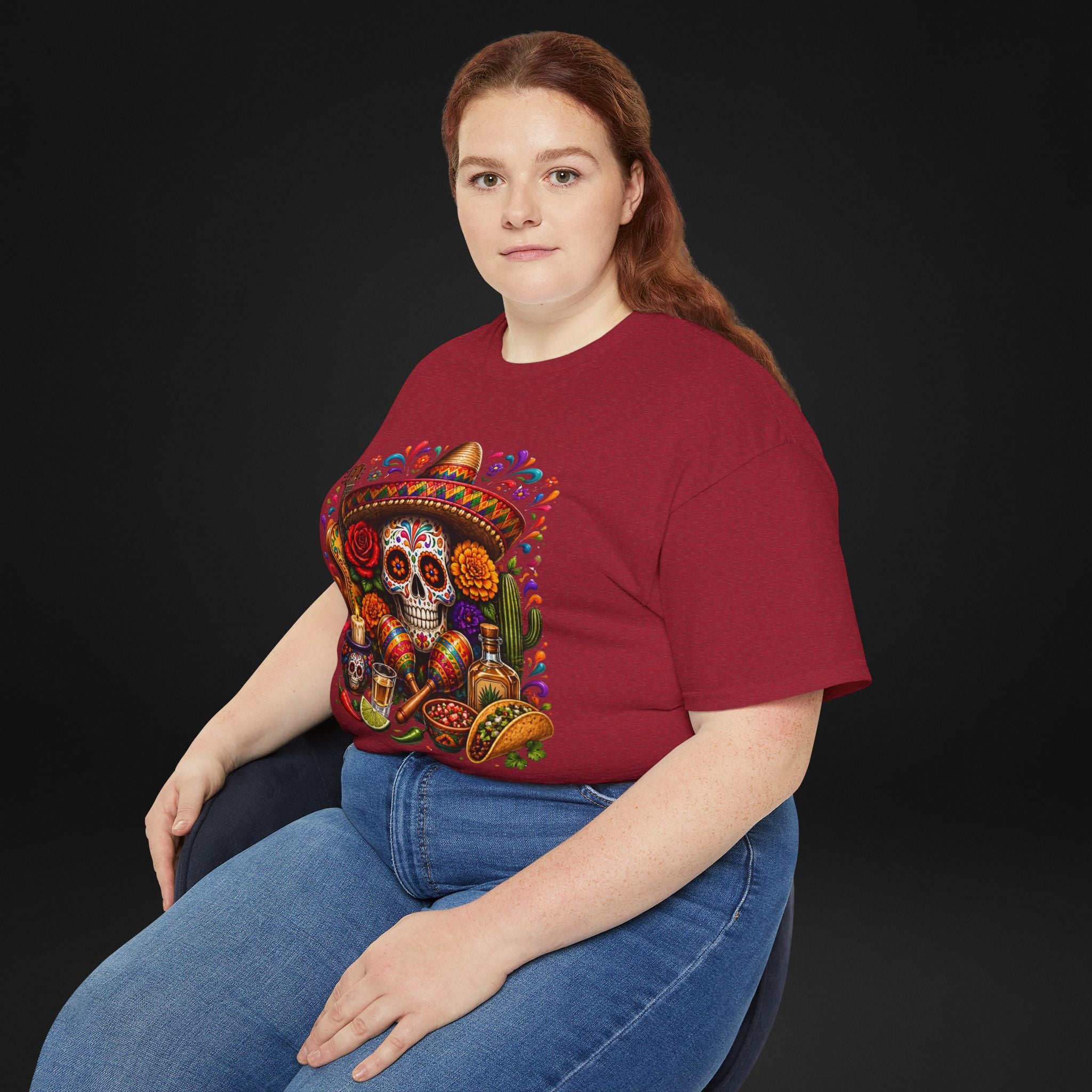 Cinco de Mayo Sugar Skull T-Shirt – Fiesta Sombrero Taco & Tequila Graphic Tee