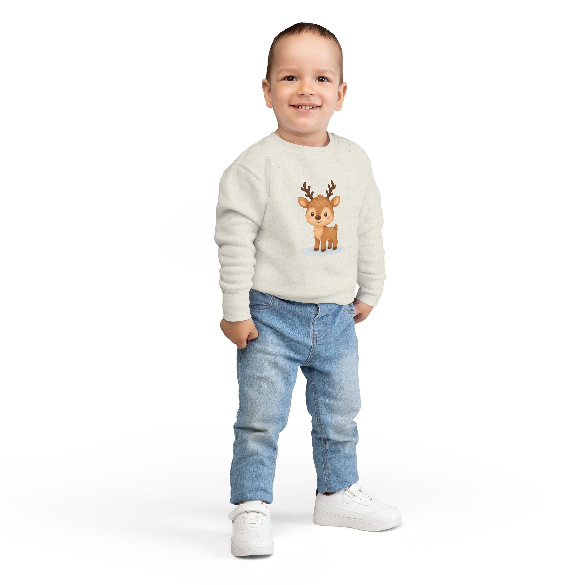 Cute Reindeer Toddler Christmas Sweatshirt – Cozy Holiday Pullover for Kids