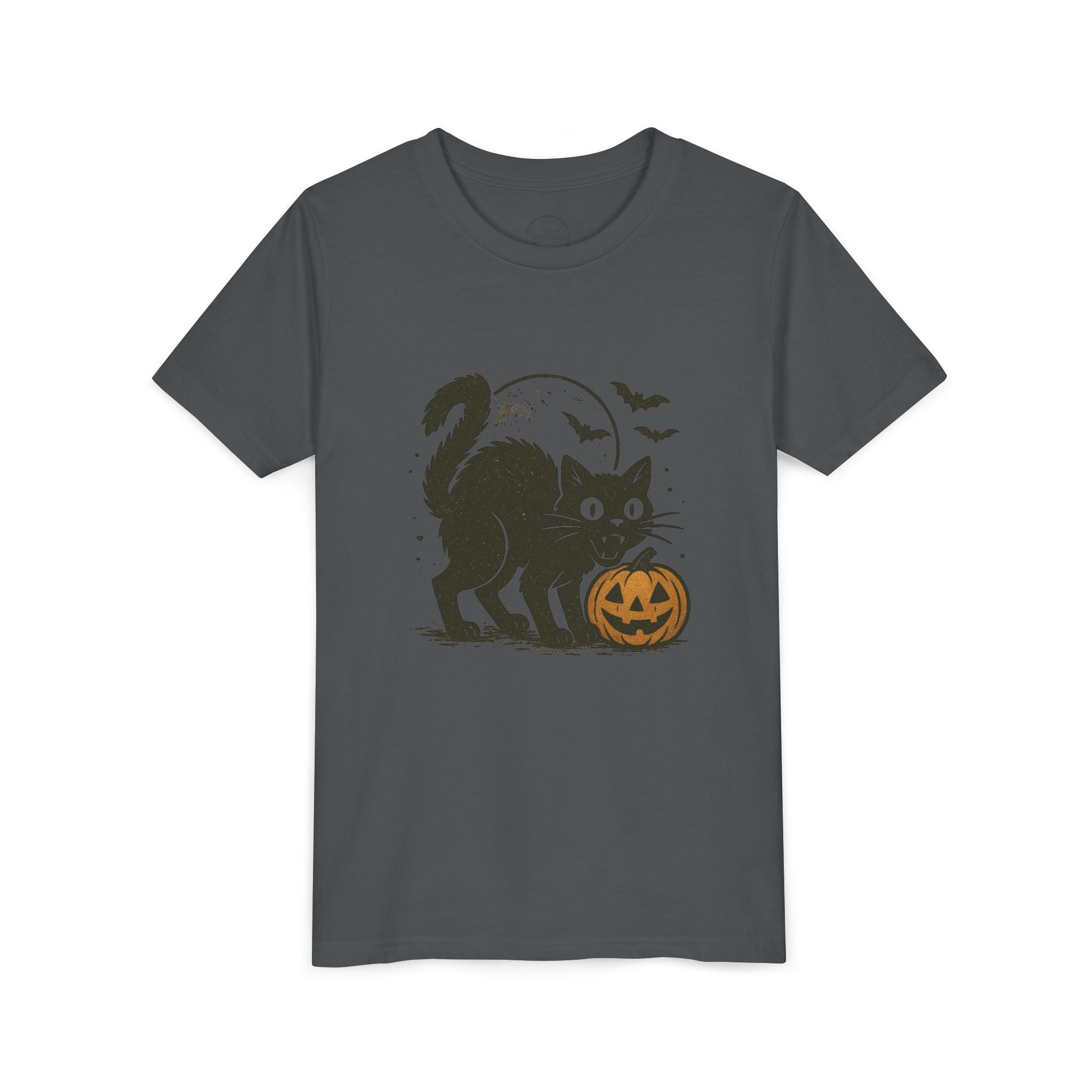 Spooky Black Cat & Jack-O’-Lantern Kids Halloween T-Shirt