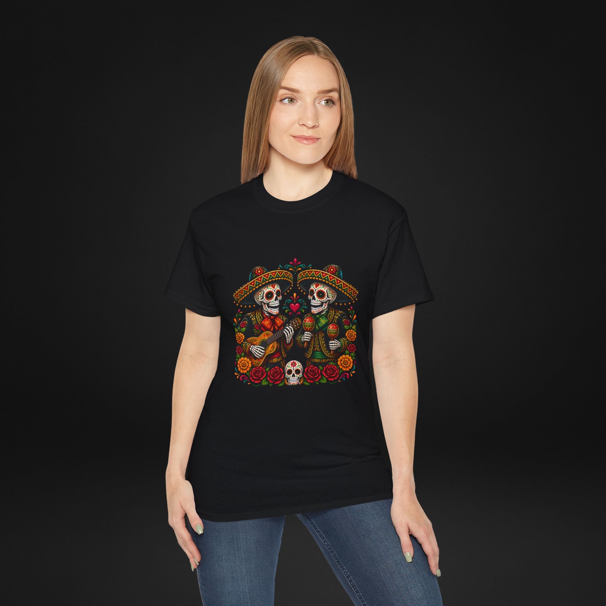 Cinco De Mayo Sugar Skull Mariachi T-Shirt | Dia de los Muertos Inspired Fiesta Tee
