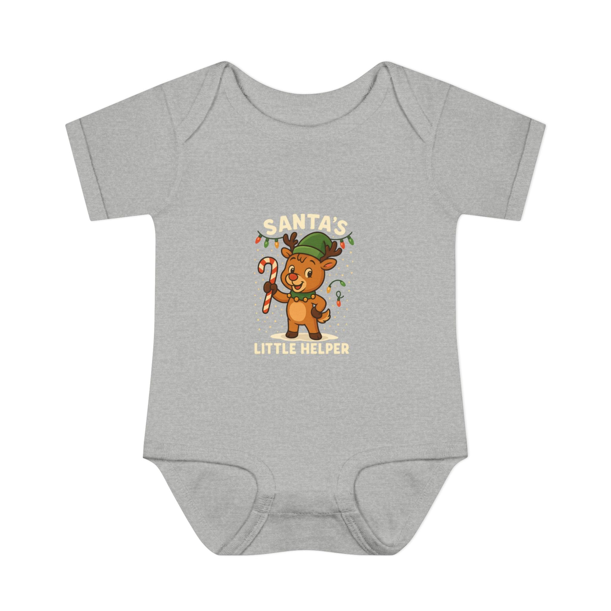 Santa’s Little Helper Baby Christmas Bodysuit – Cute Reindeer Holiday Onesie