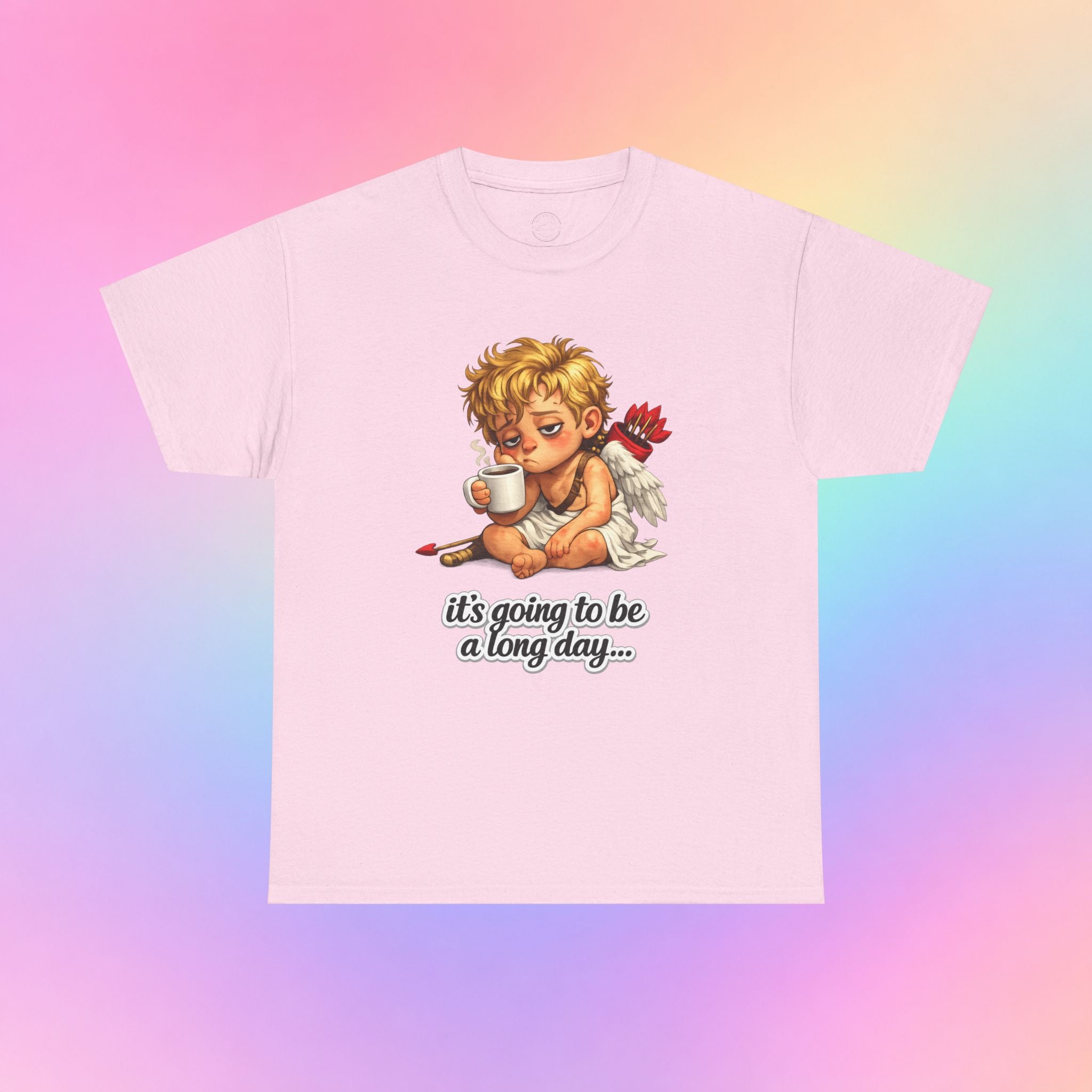 It’s Going to Be a Long Day Cupid Valentine’s Day T-Shirt – Funny Coffee Angel Tee
