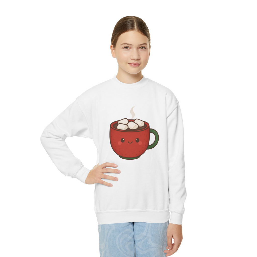 🎄 Cuddly Cocoa Youth Sweatshirt – Cozy Christmas Hot Chocolate Design